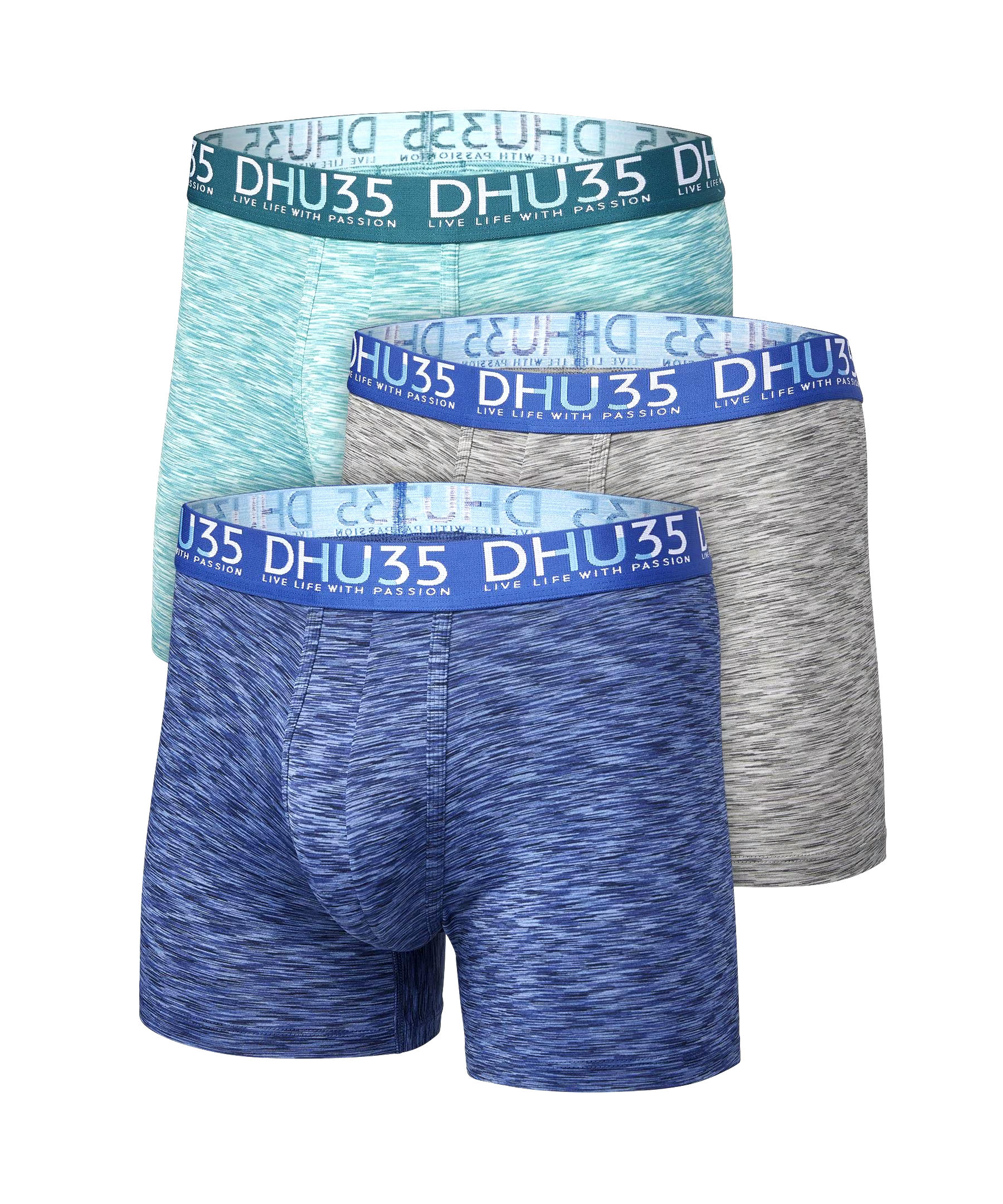 Denver Hayes Microfibre Fashion Space Dye Boxer Briefs, 3 Pack