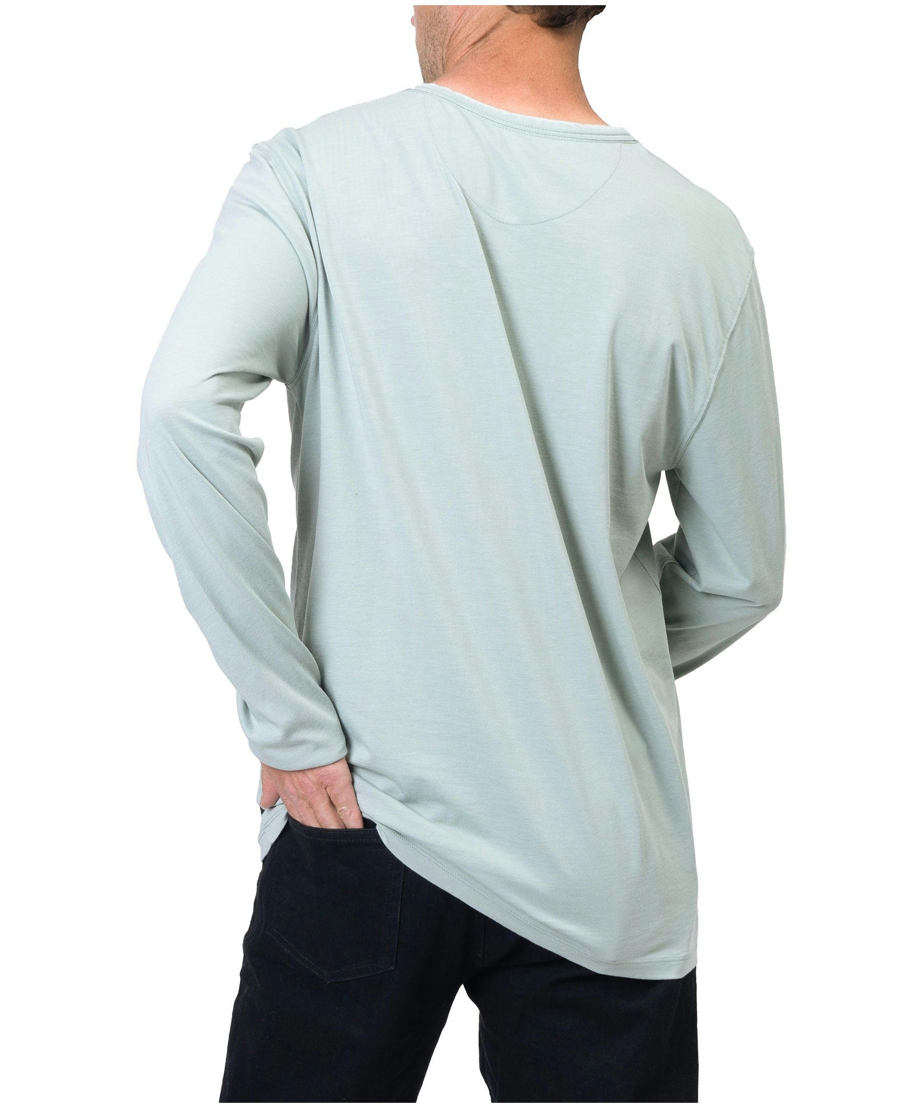 Silver Men's Long Sleeve Acid Wash Henley