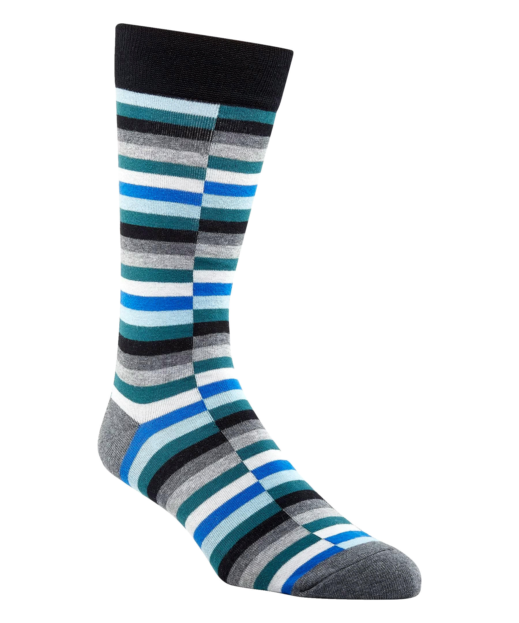 Denver Hayes Men's Novelty Geometric/Striped Crew Casual Sock