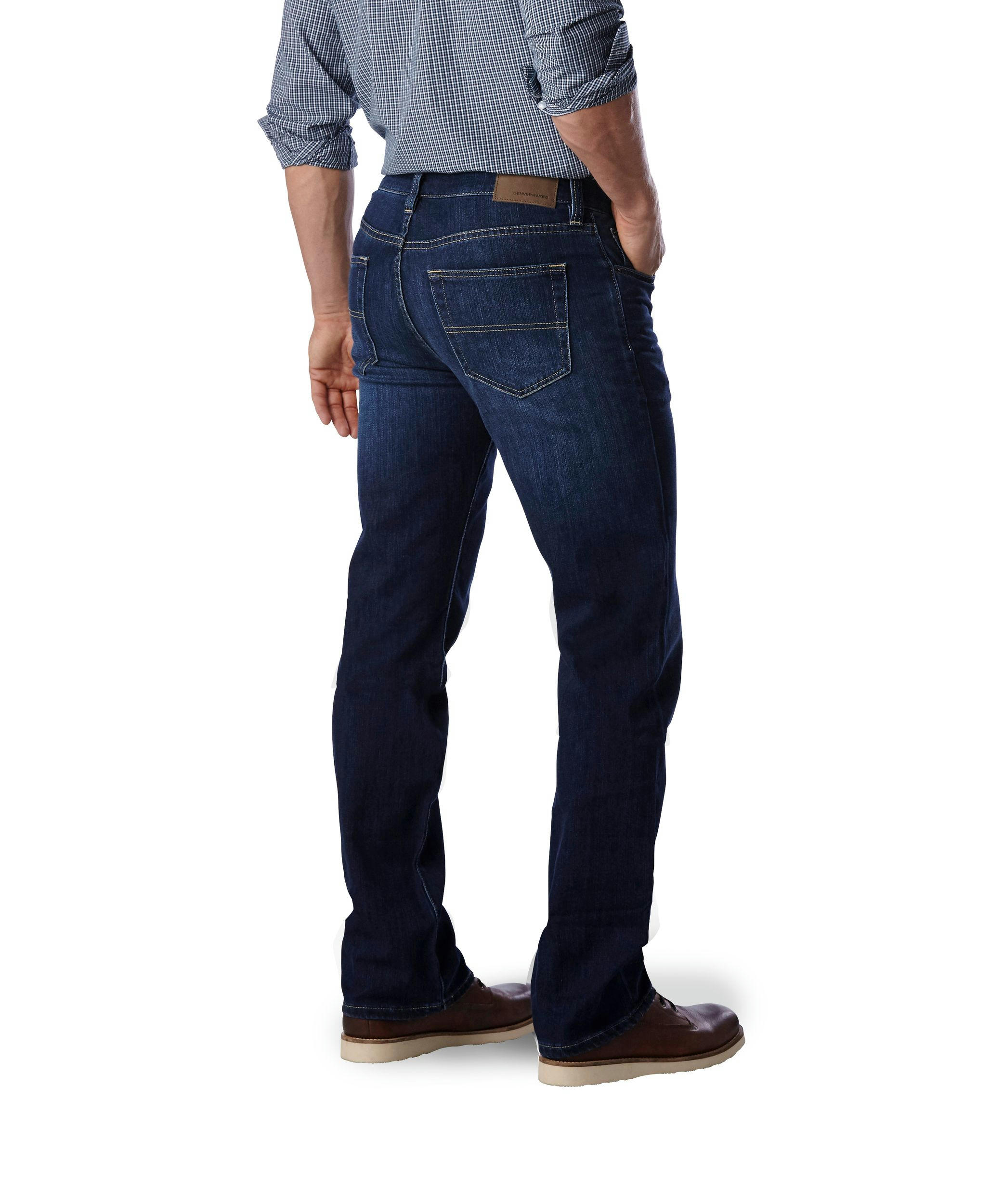 Denver Hayes Men's 360 FLEXTECH Waist Straight Stretch Jeans - Dark Wash