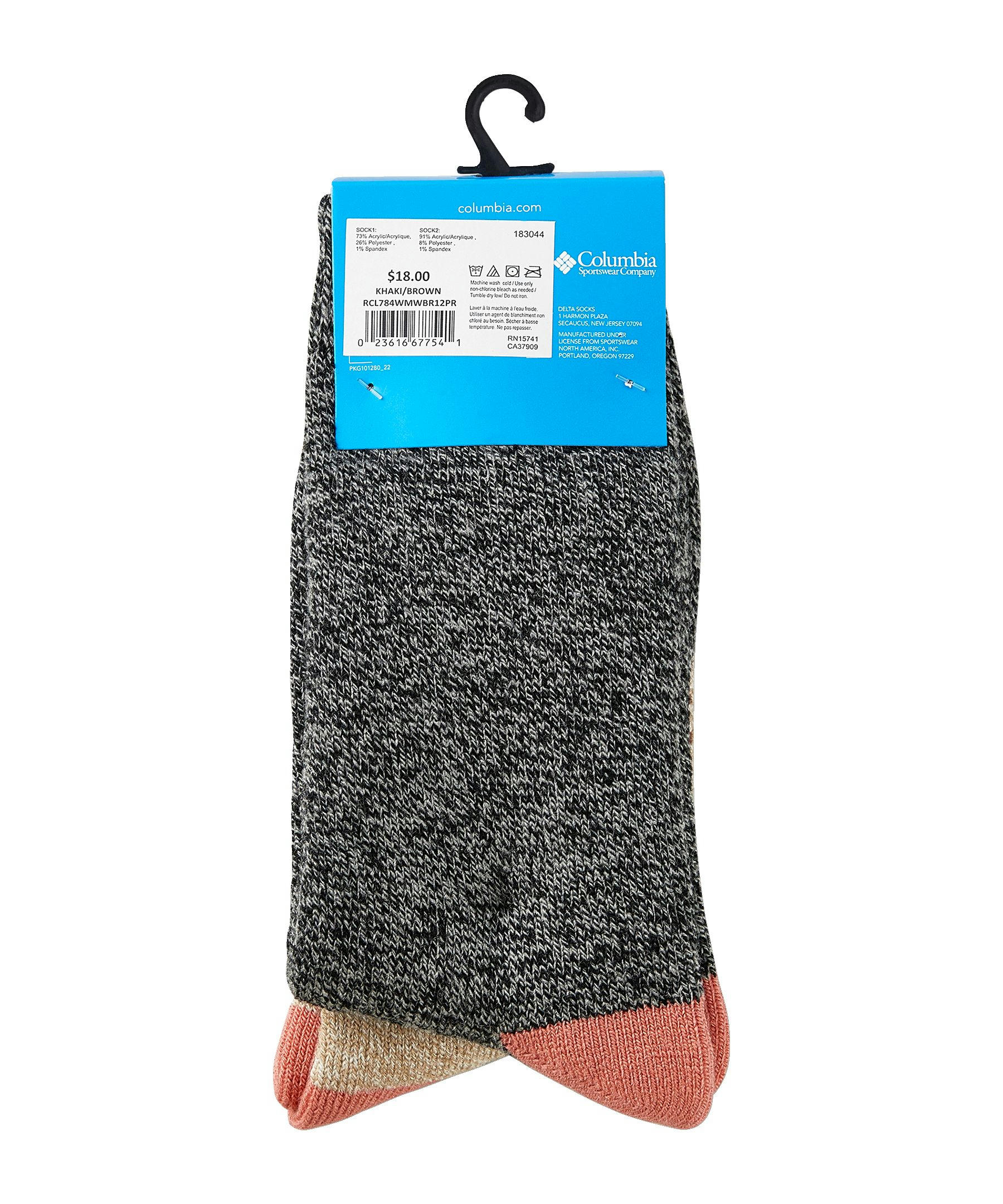 Columbia Women's Floral 2 Pack Mid Weight Thermal Crew Socks