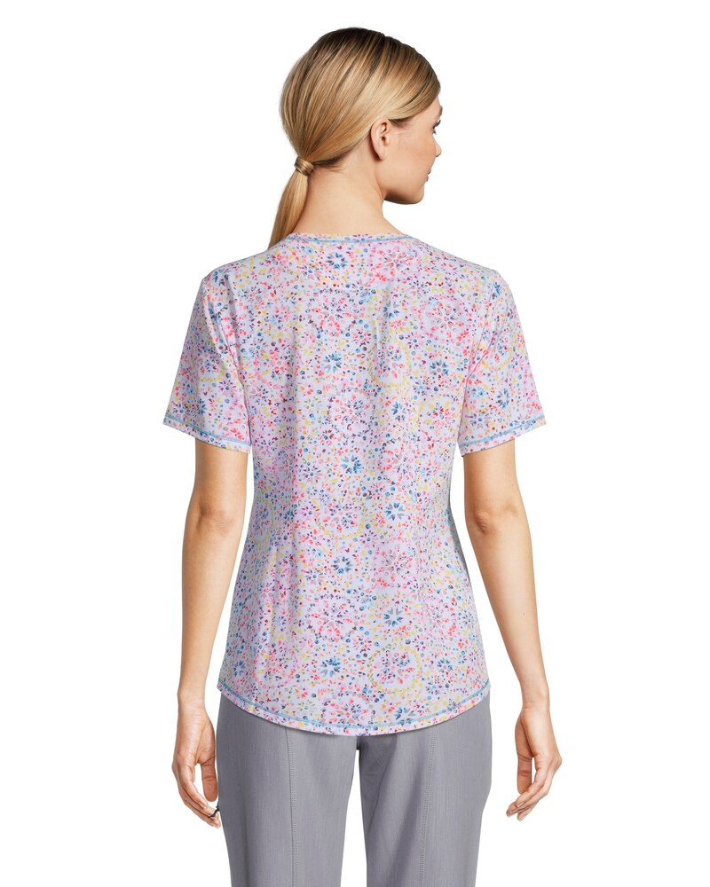 HEALTH PRO Women's Curved V-Neck Print Scrub Top