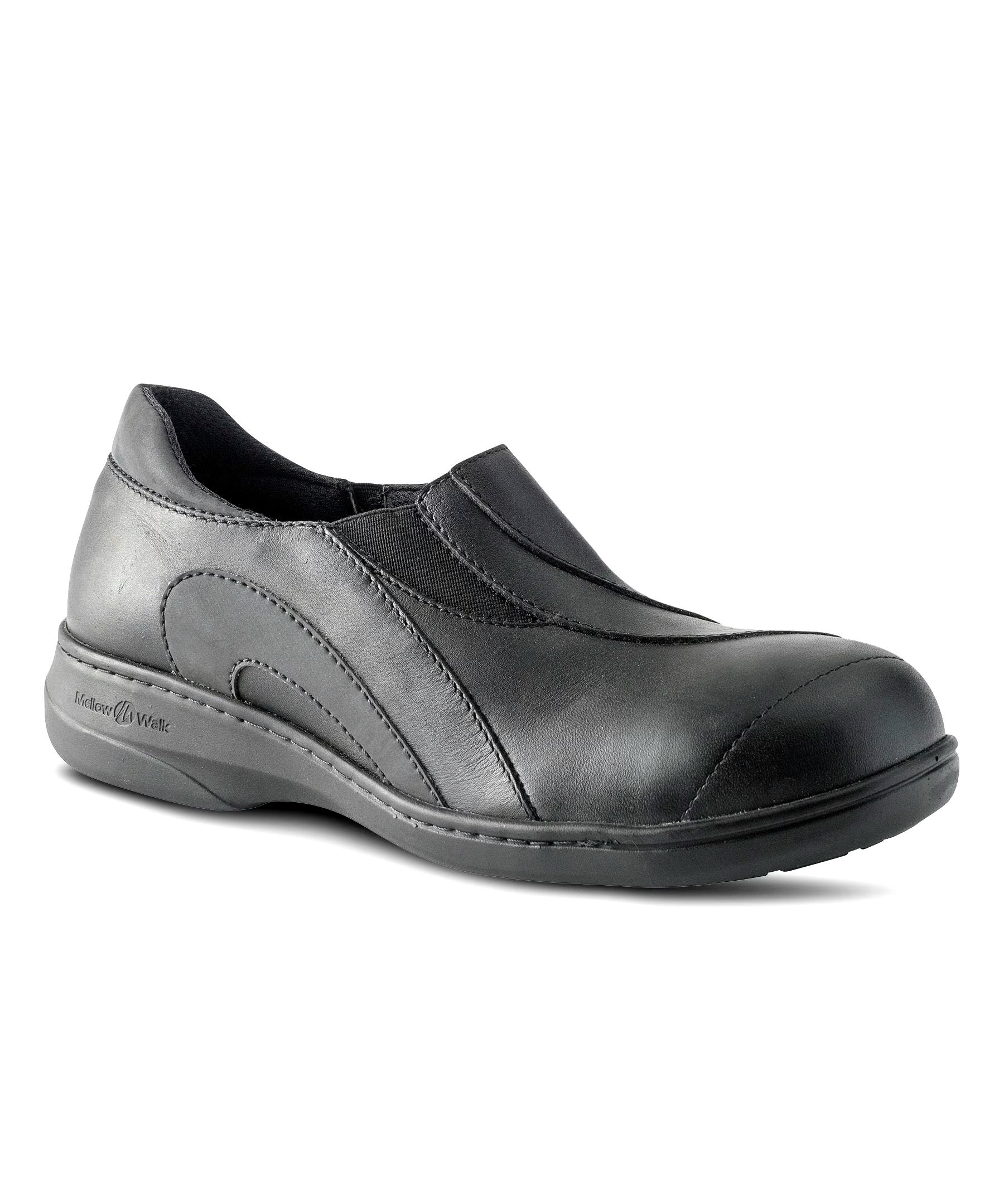Mellowwalk Women's Static Dissipating Steel Toe Slip On Work Shoes - Black