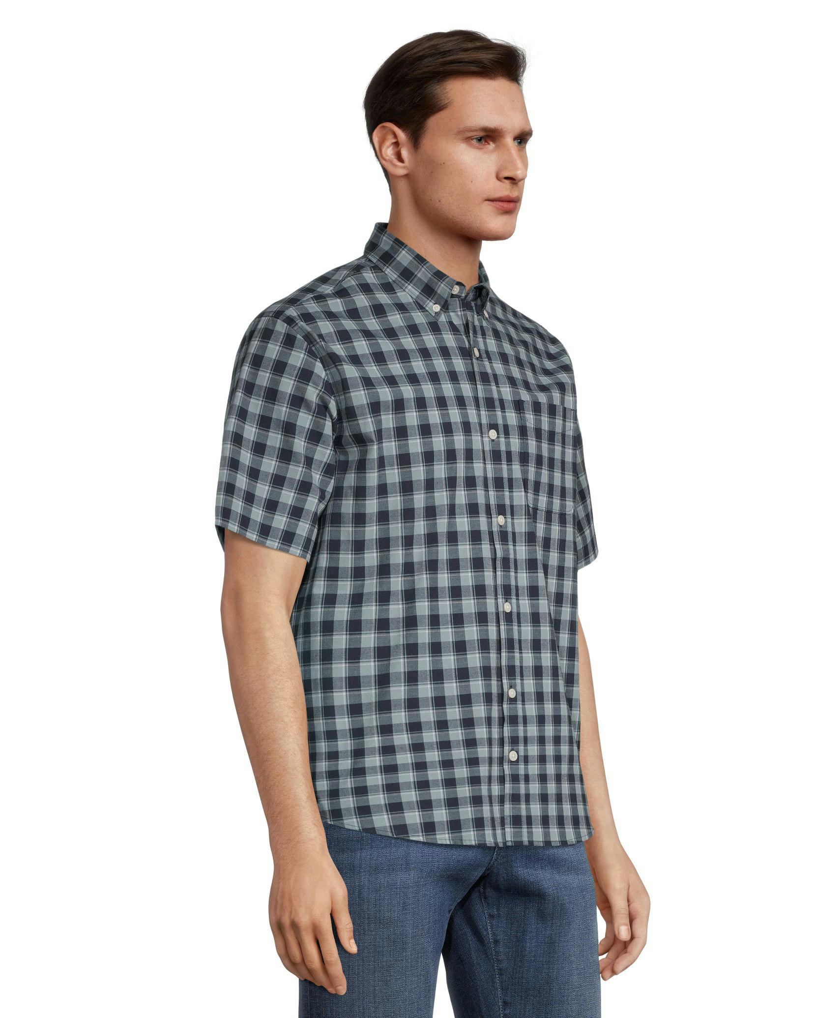 Denver Hayes Men's Classic Fit Short Sleeve Plaid Casual Sport Shirt