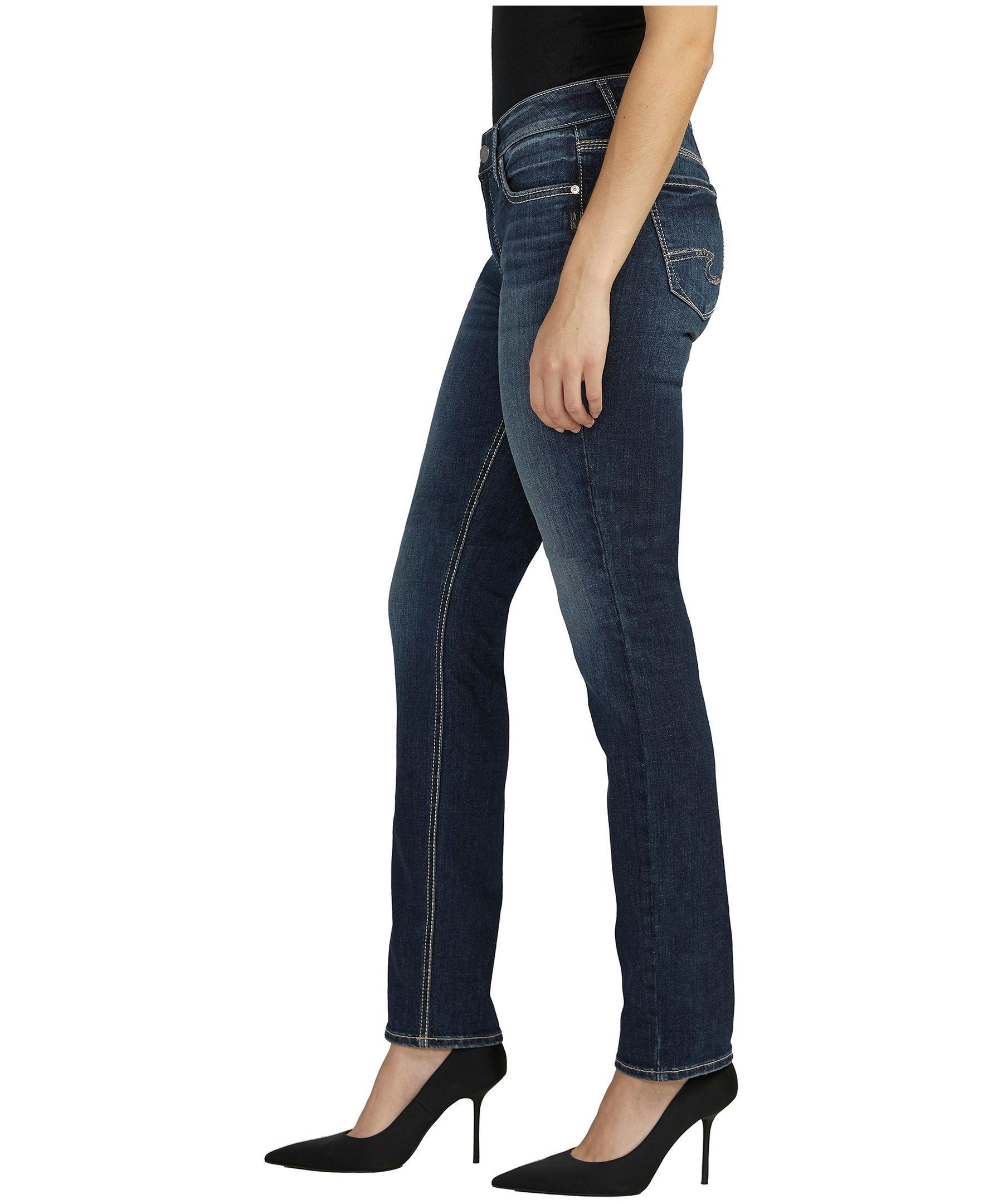Silver Women's Elyse Mid Rise Curvy Fit Straight Leg Jeans