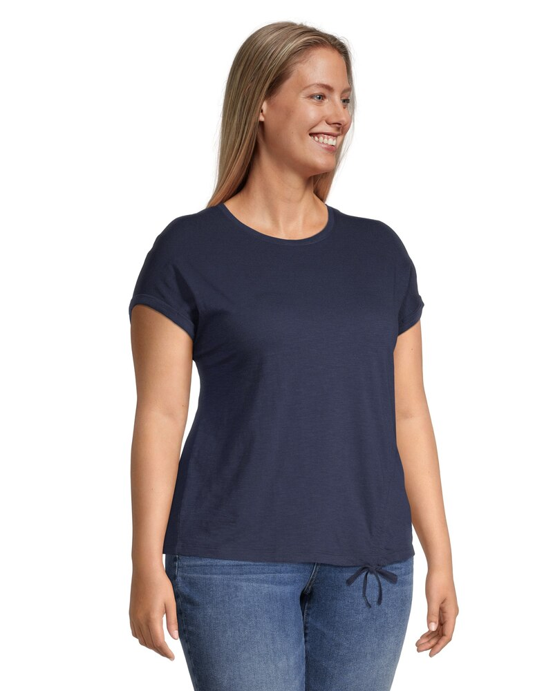 Women's Ruched Semi-Fitted T Shirt with Extended Shoulders