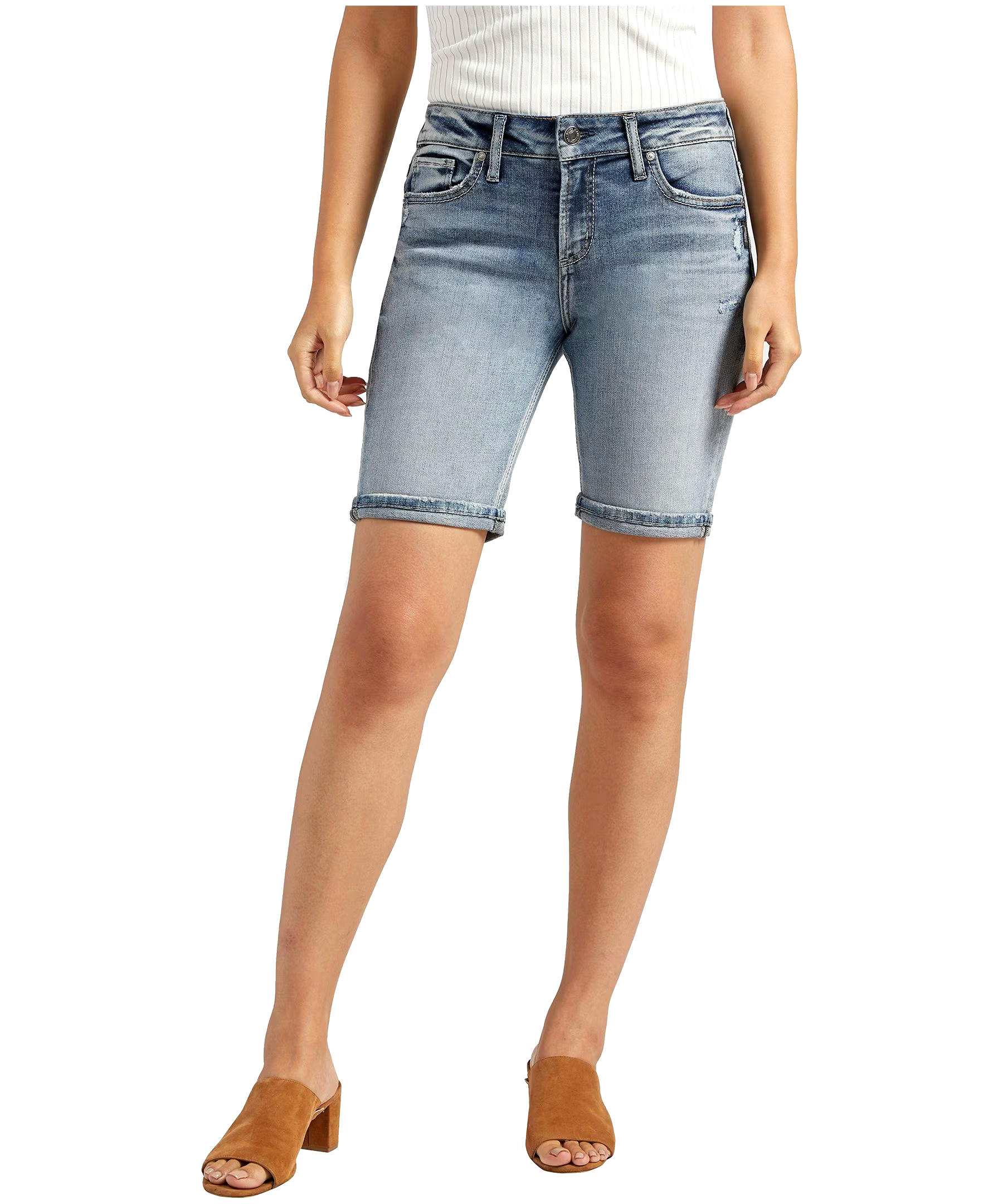 Silver Women's Suki Mid-Rise Bermuda Jean Shorts