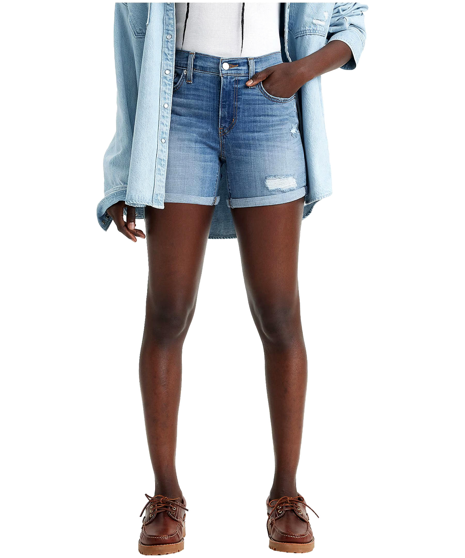 Levi's Women's Slim Fit Mid Length Denim Shorts