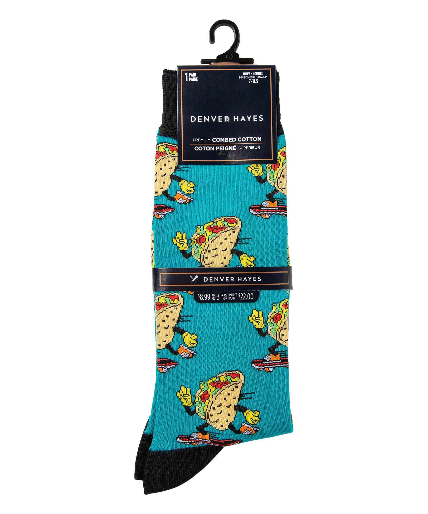 Denver Hayes Men's Novelty Food Pattern Crew Socks