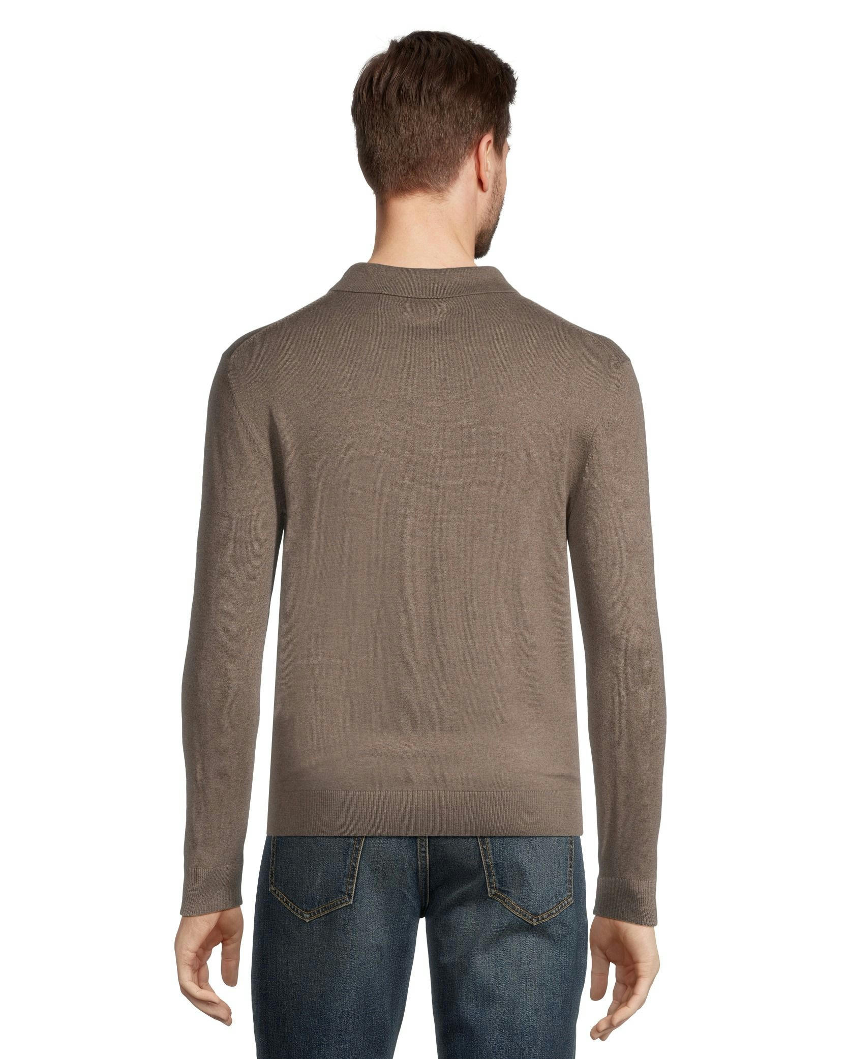 Denver Hayes Men's Long Sleeve Cotton Polo Sweater