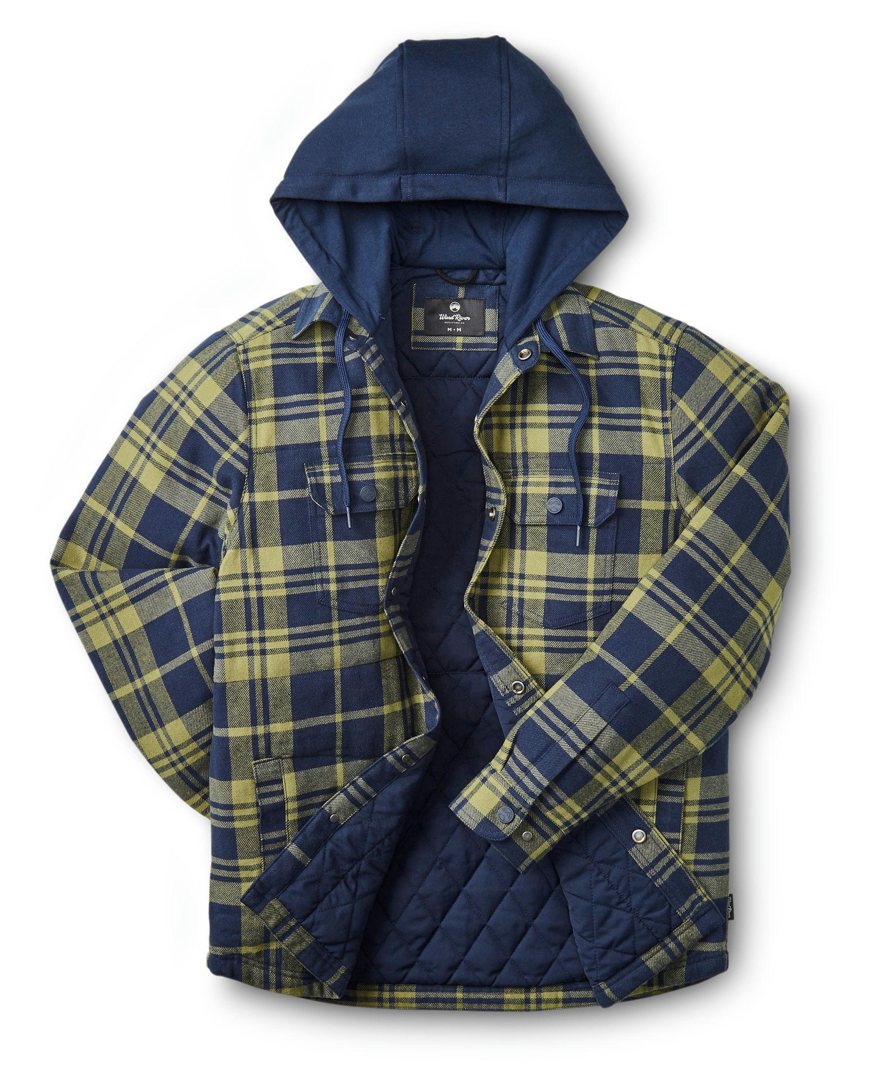 WindRiver Men's Lined T-Max Insulated Flannel Hooded Cotton Shacket