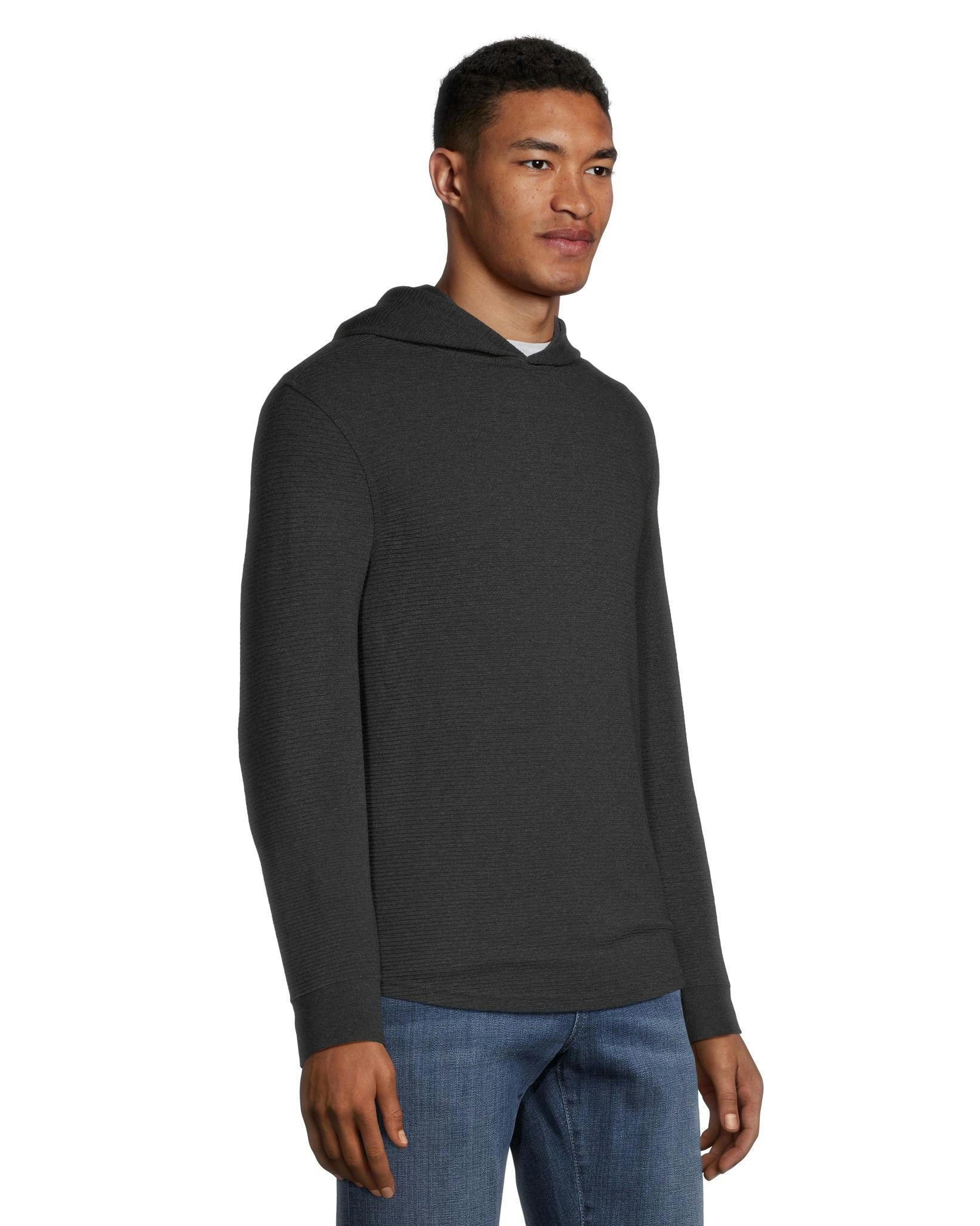 Denver Hayes Men's Long Sleeve Modern Fit Ottoman Hooded Pullover