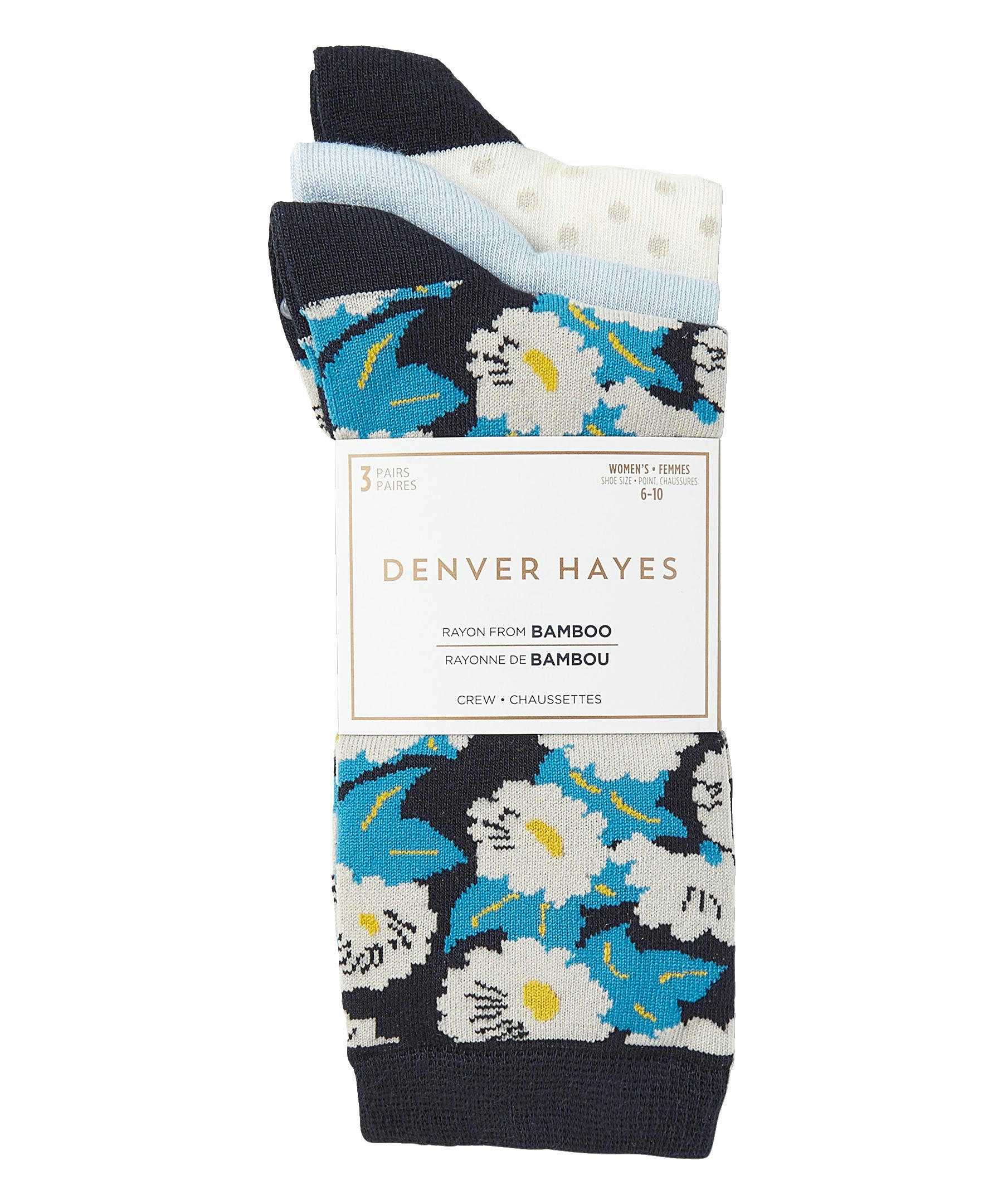 Denver Hayes Women's 3 Pack Bamboo Crew Socks