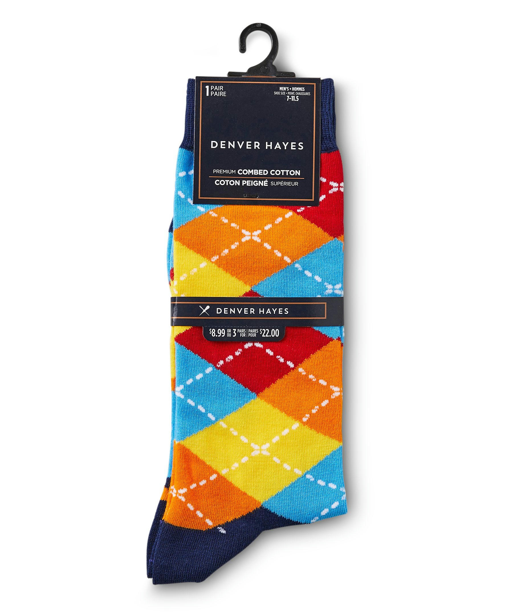 Denver Hayes Men's Novelty Pattern Freshtech Casual Crew Socks