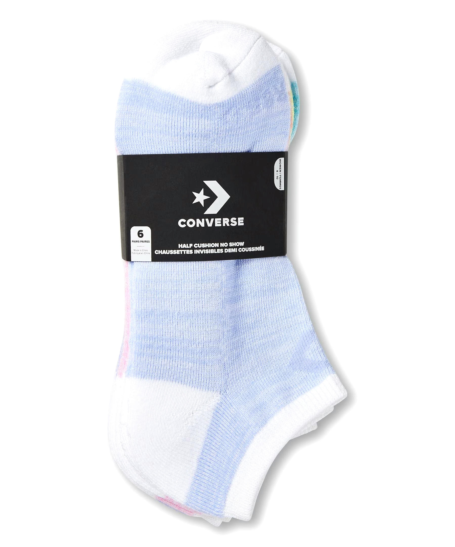 Converse Women's Half Cushion No Show Socks, 6 Pack
