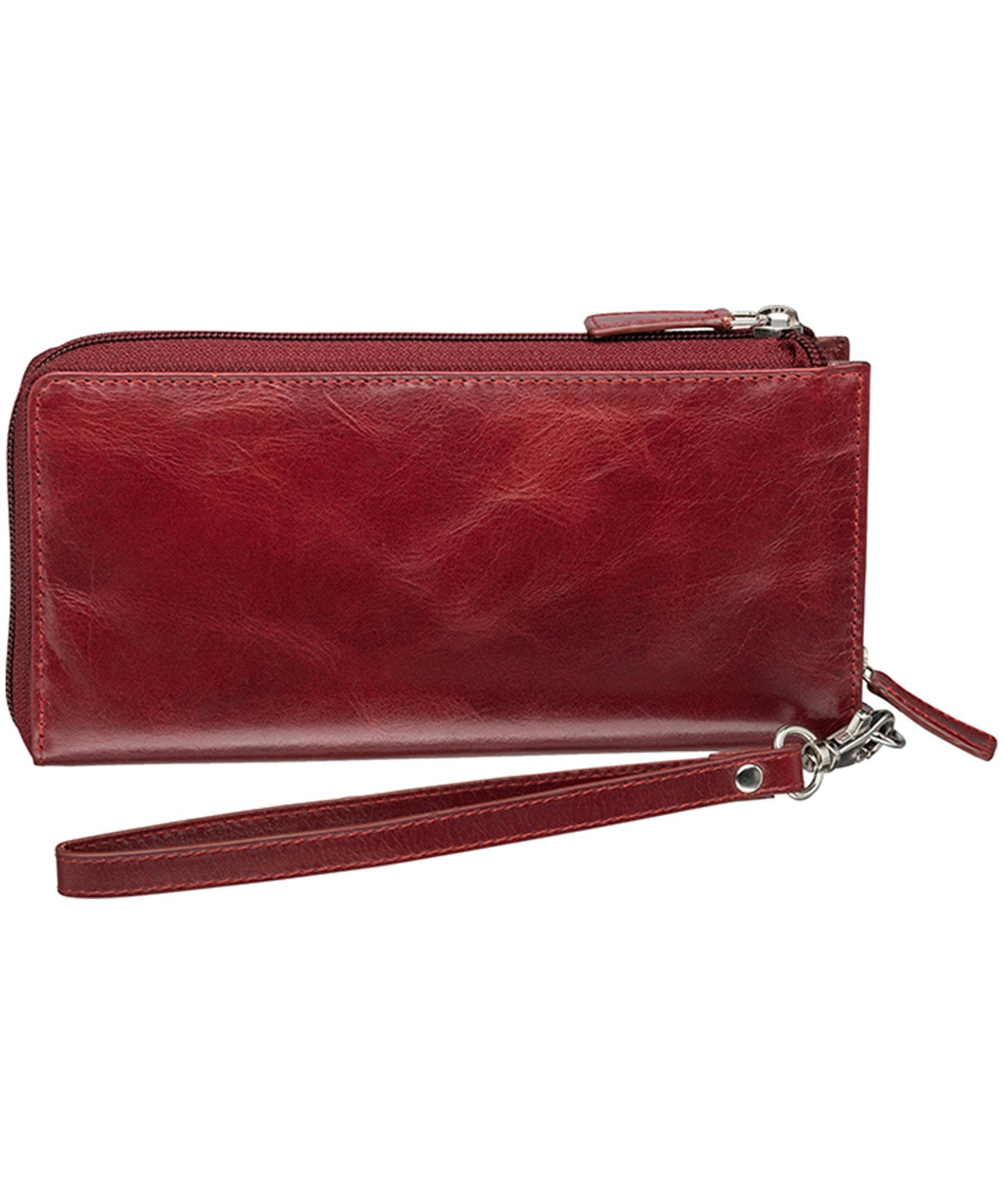 Mancini Leather Goods Women's Casablanca RFID Secure Trifold Wallet Red