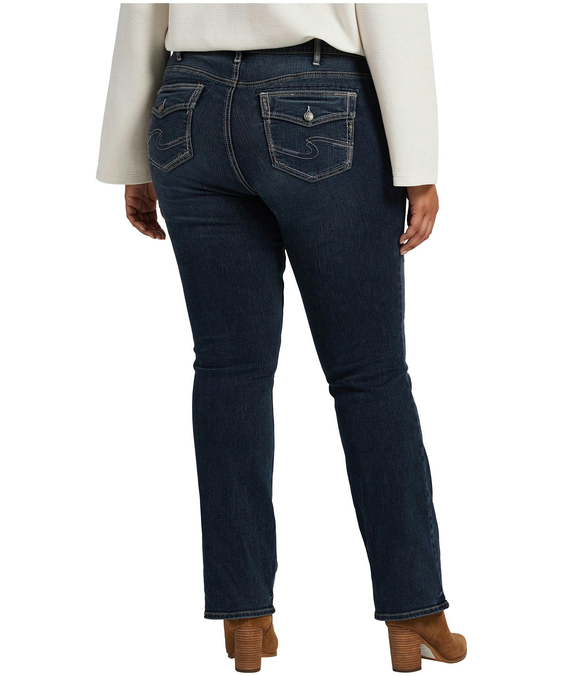 Silver Women's Curvy Elyse Mid Rise Slim Bootcut Jeans