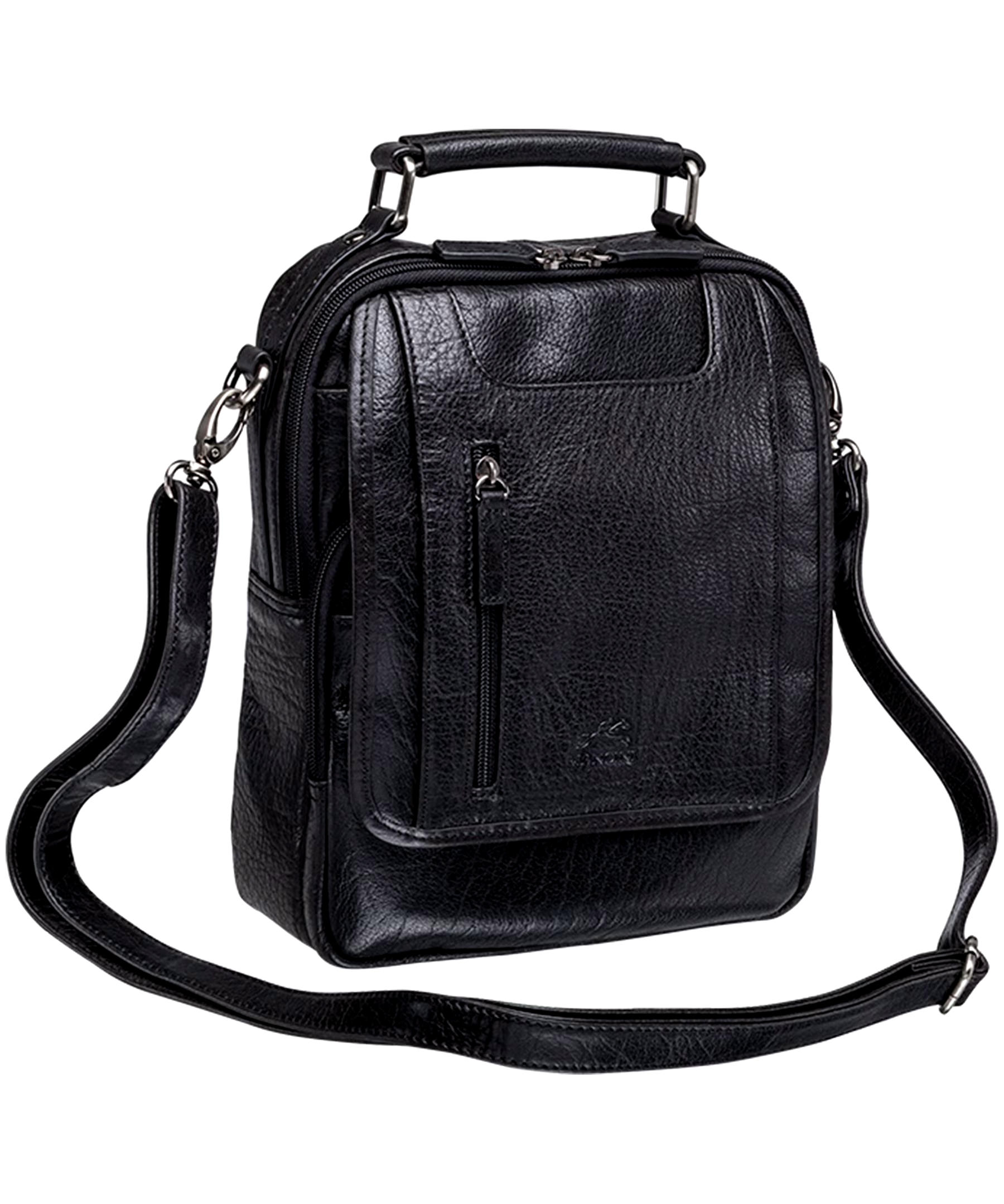 Mancini Leather Goods Unisex Arizona Classic Bag with Removable Straps Black