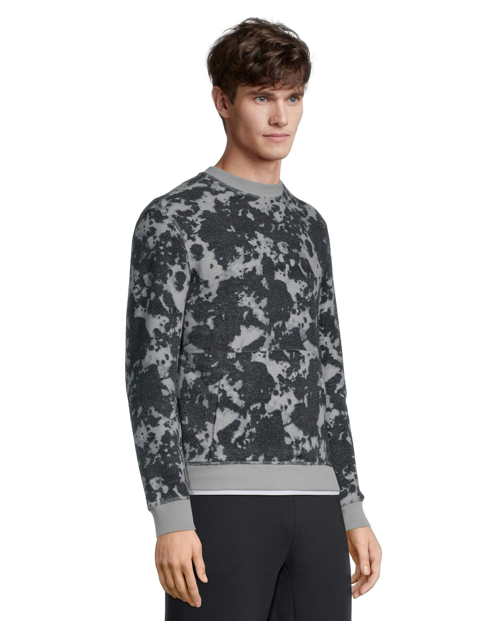 Matrix Stretch Terry Reverse Print Crewneck Mid-Layer Top