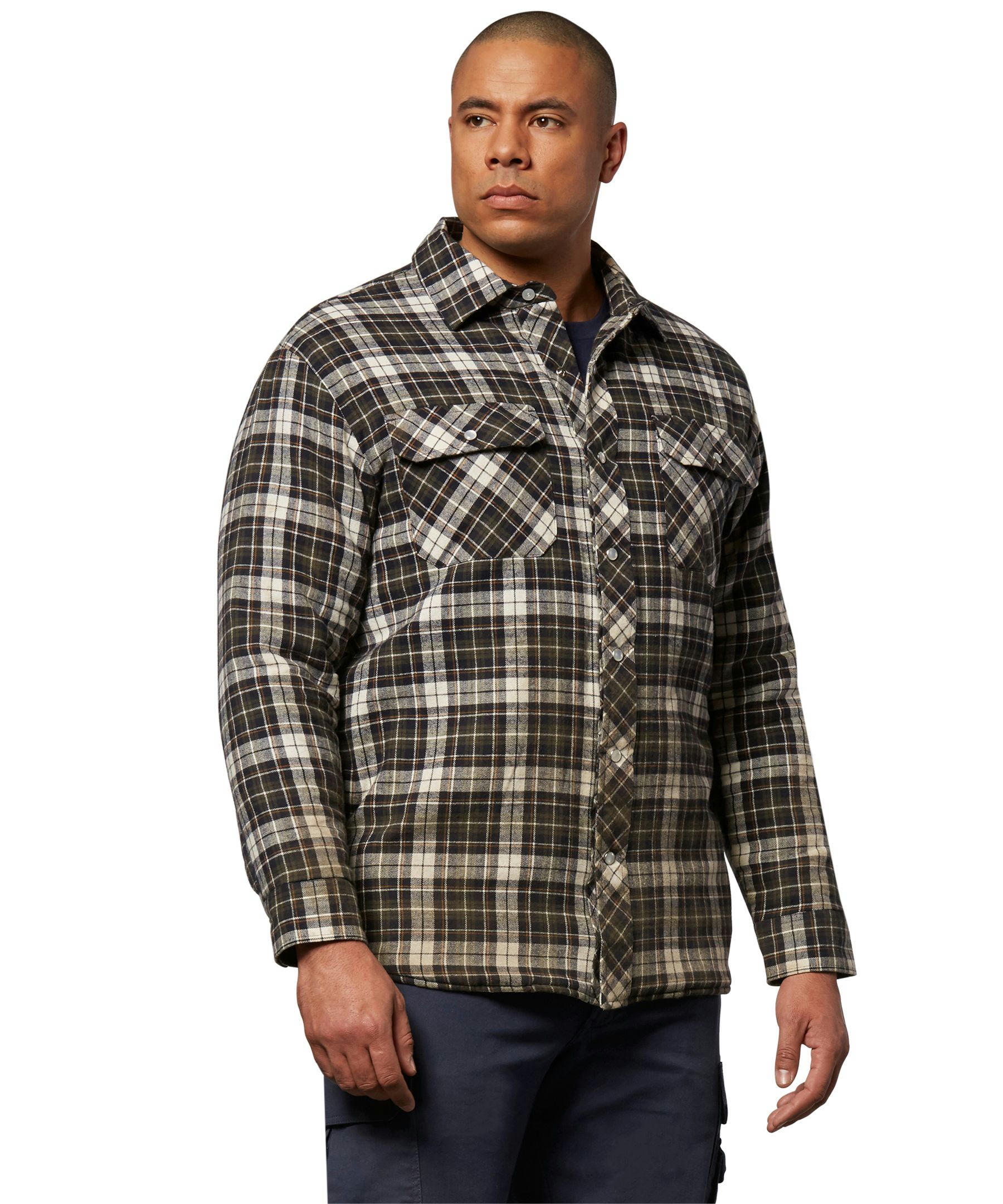 Aggressor Men's Snap-Front Insulated Quilted Flannel Work Shirt