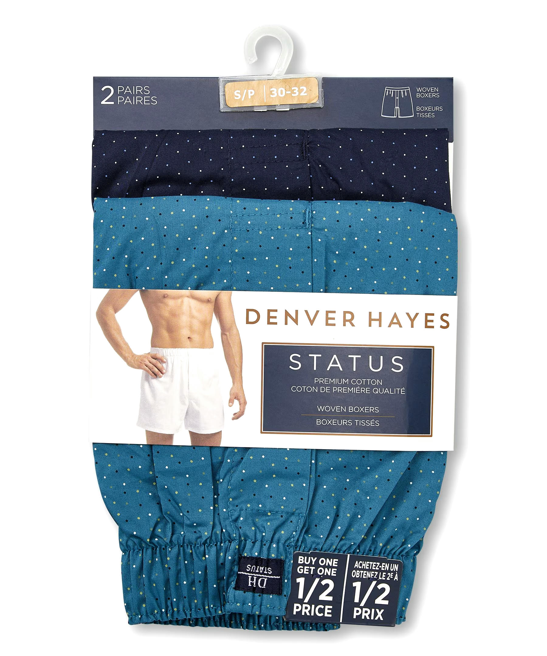 Denver Hayes Men's 2 Pack Woven Boxer