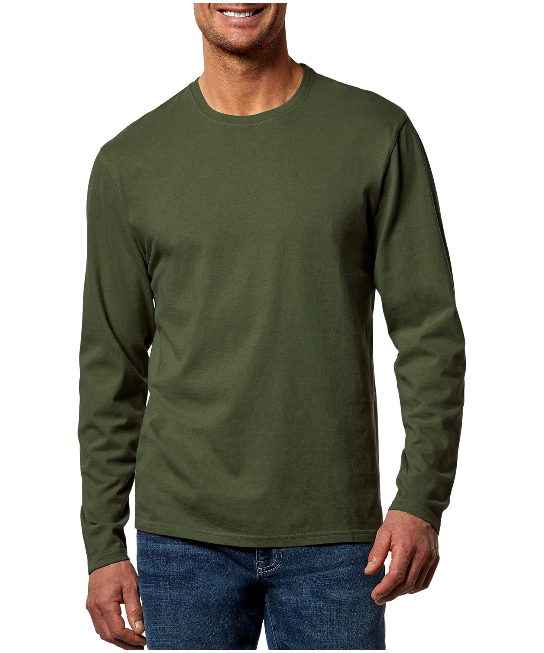 Denver Hayes Men's 50 Wash Long Sleeve Classic Fit Crew Neck T-Shirt