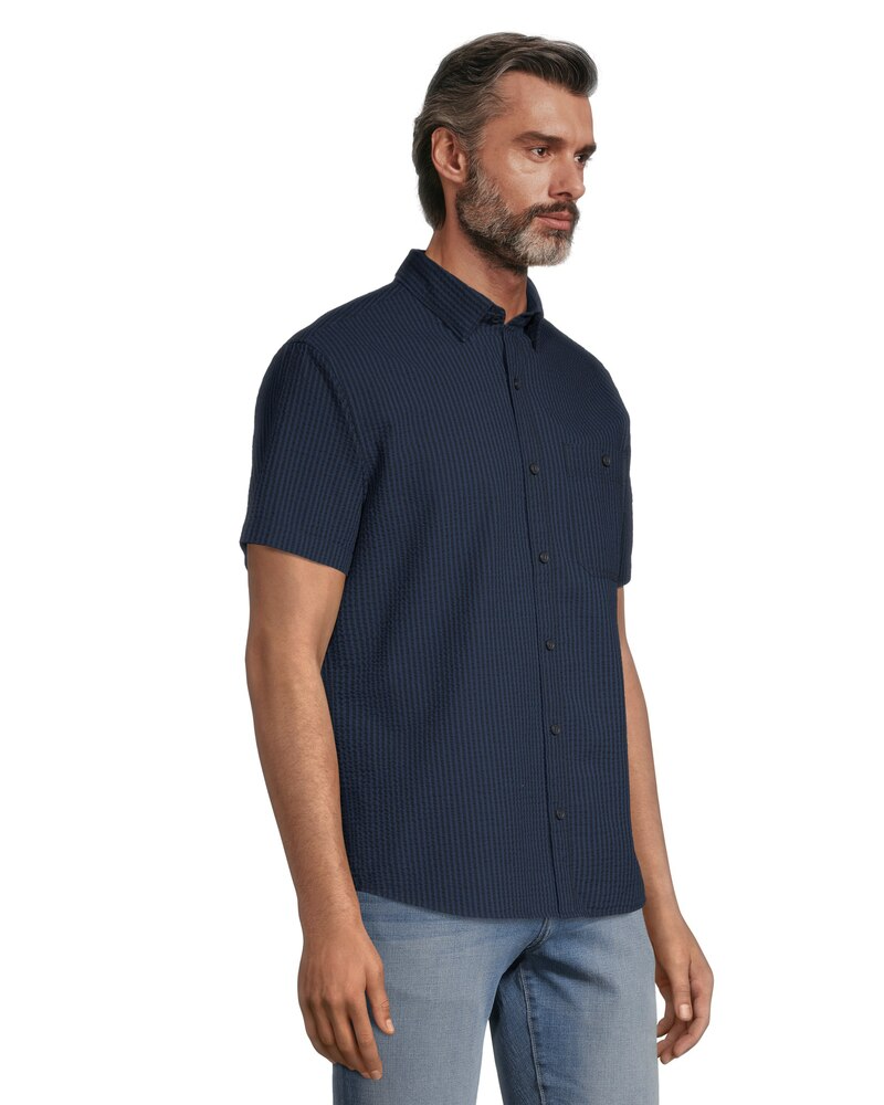 Denver Hayes Men's Premium Seersucker Modern Fit Short Sleeve Shirt
