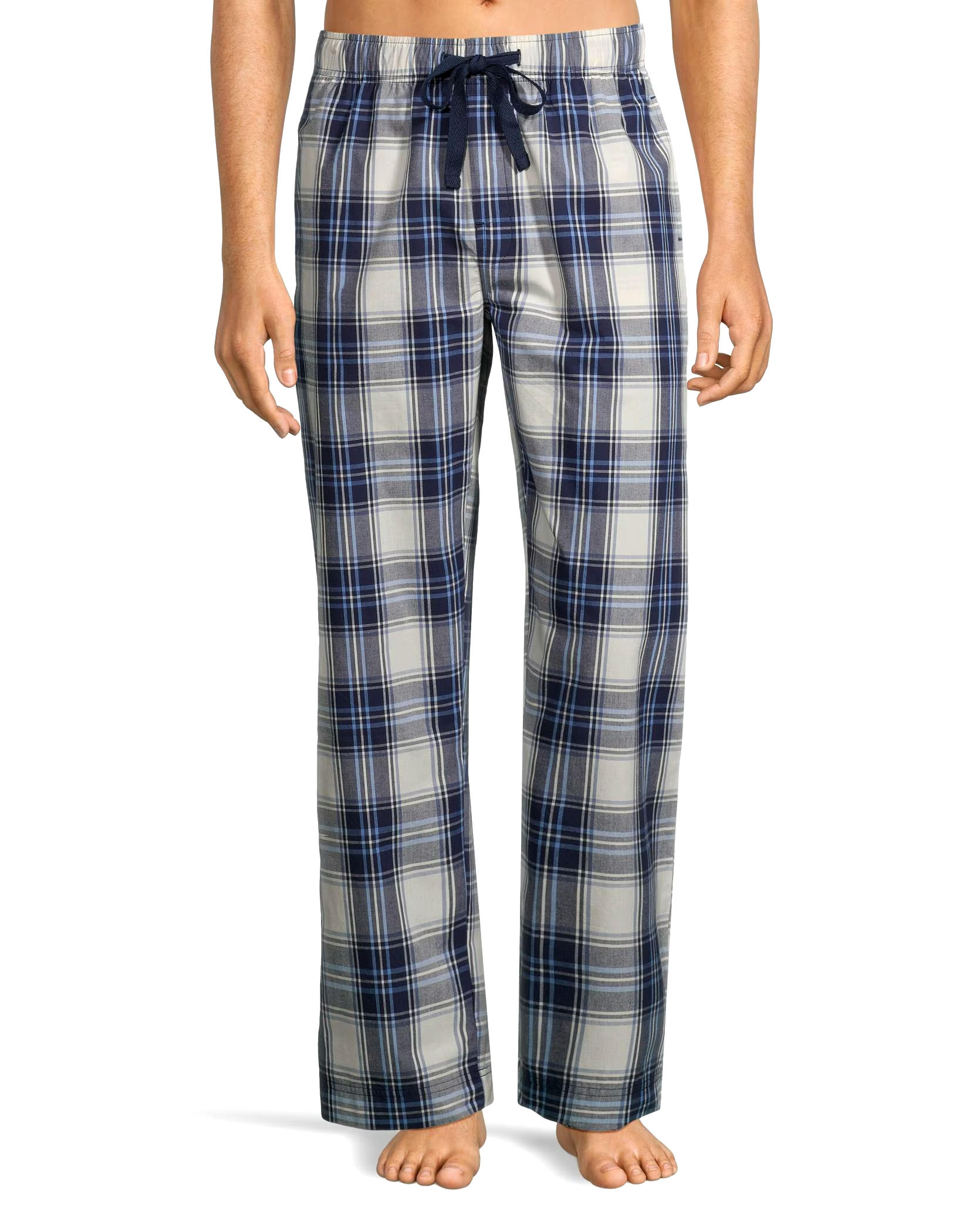 Men's Woven Plaid Lounge Pants With Elastic Waistband and Drawstring