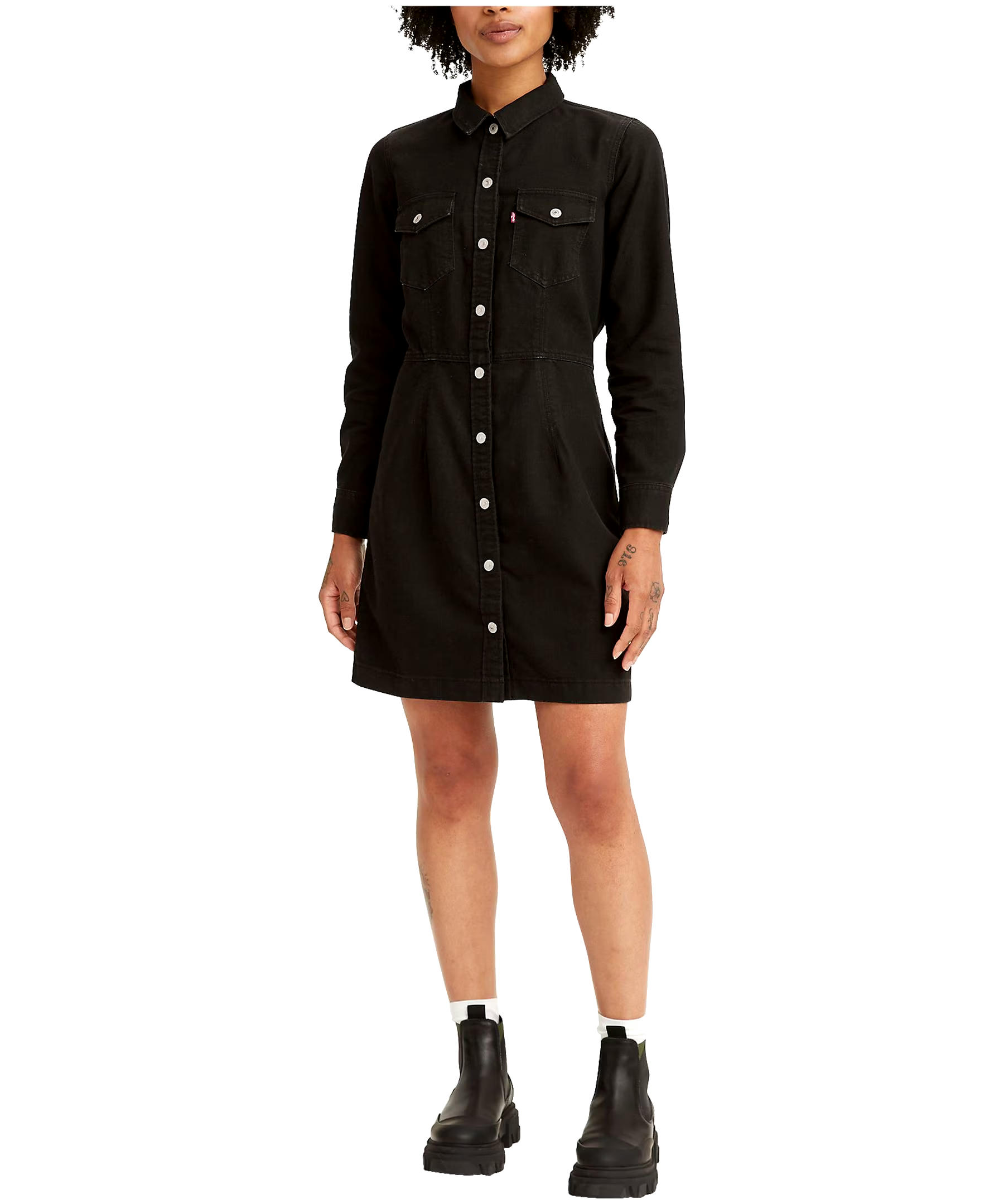 Levi's Women's Ellie Long Sleeve Button Up Jean Dress - Black