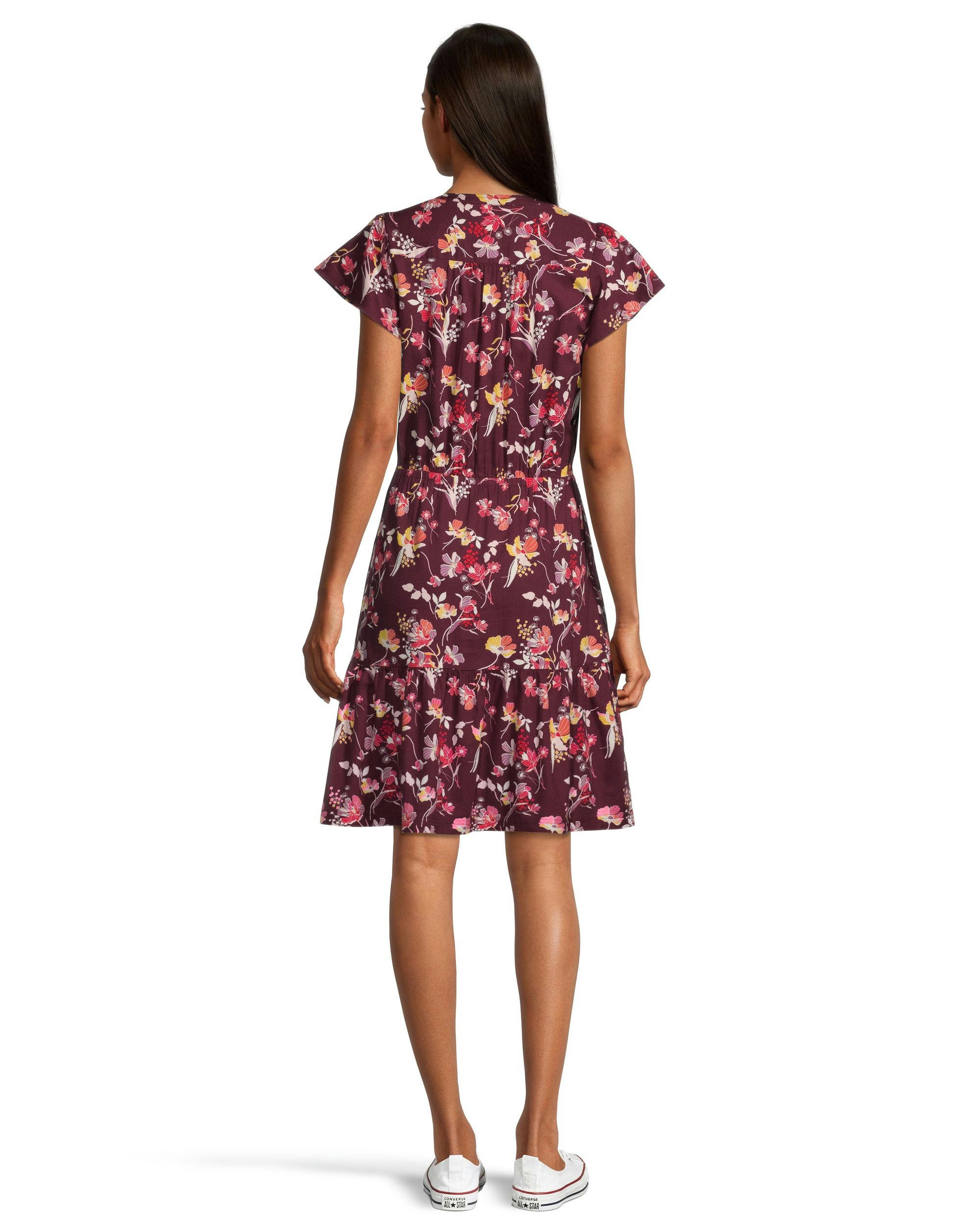 Women's Flutter Sleeve Ruffle Dress