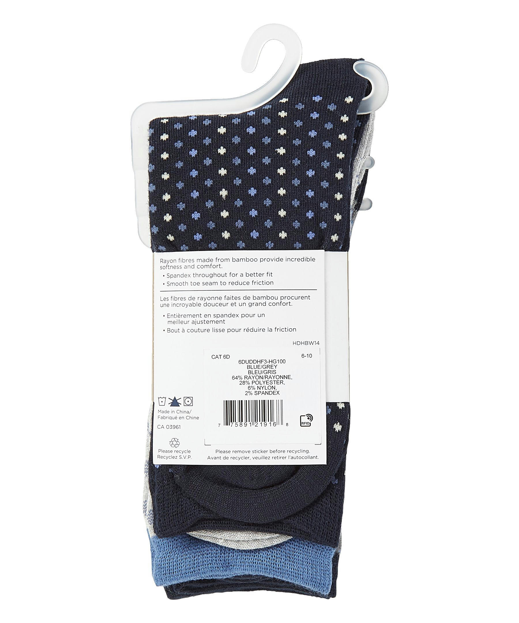 Denver Hayes Women's 3 Pack Bamboo Crew Socks