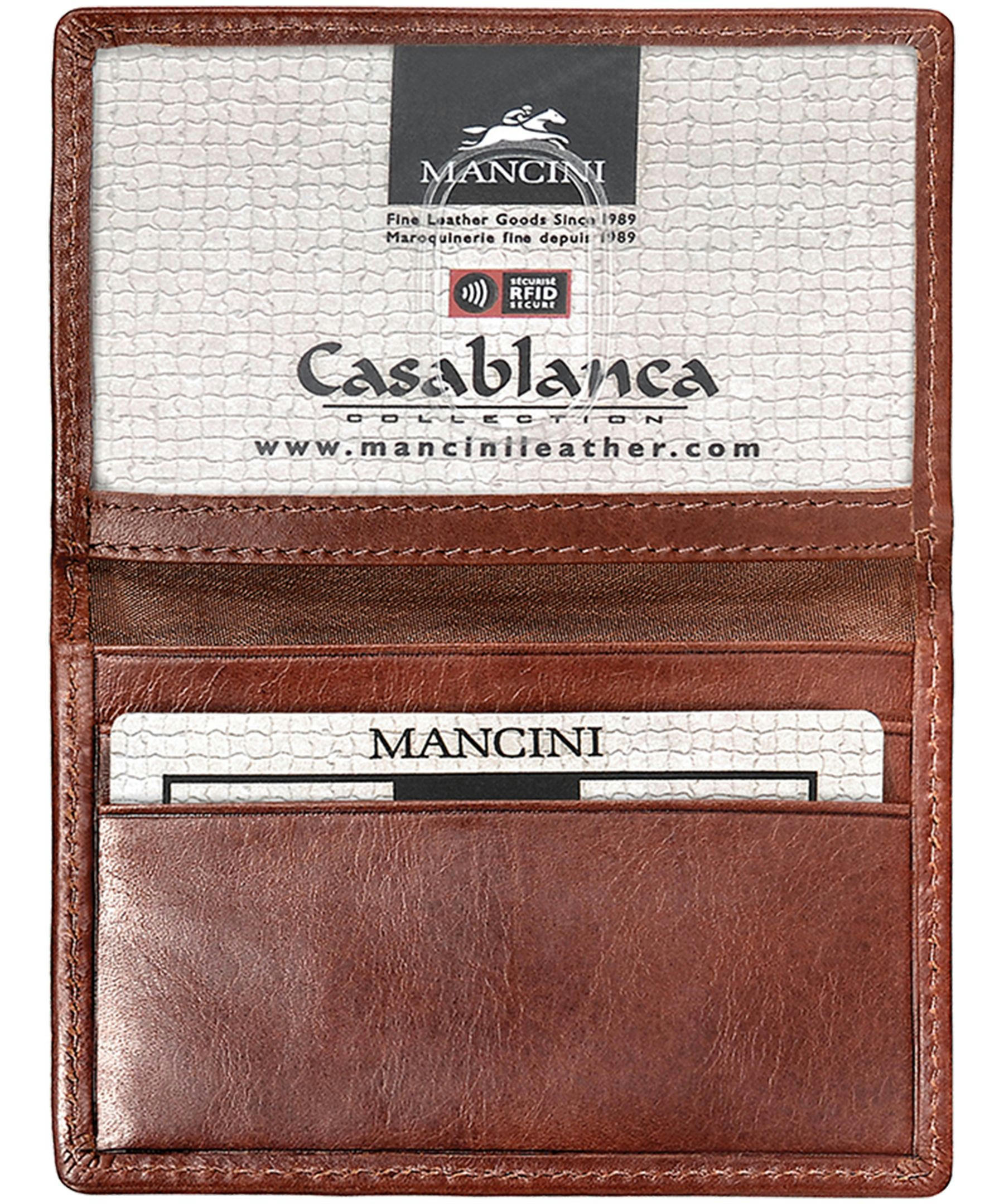 Mancini Leather Goods Men's Casablanca RFID Secure Billfold Wallet Brown