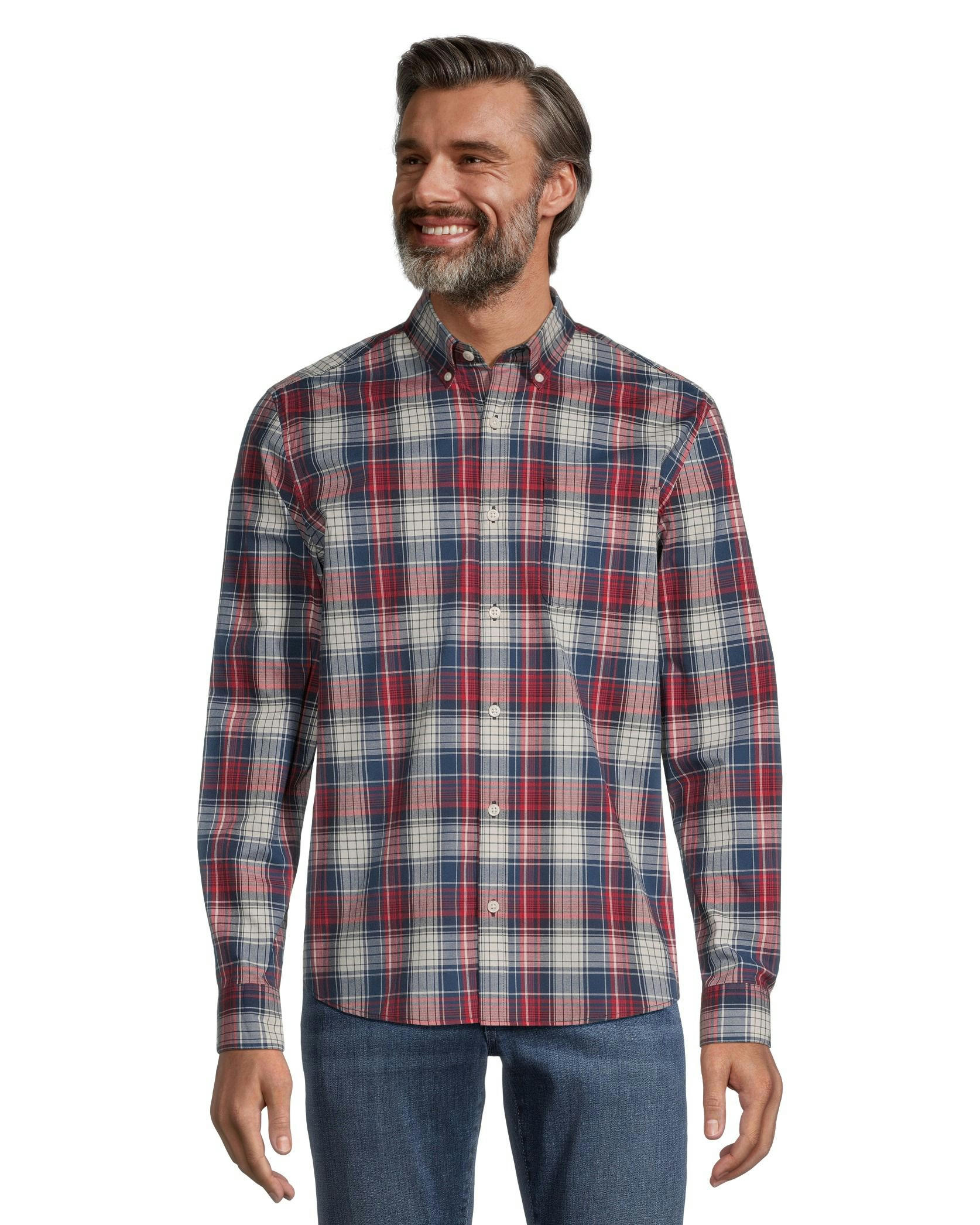 Denver Hayes Men's Long Sleeve Modern Fit Plaid Casual Sport Shirt