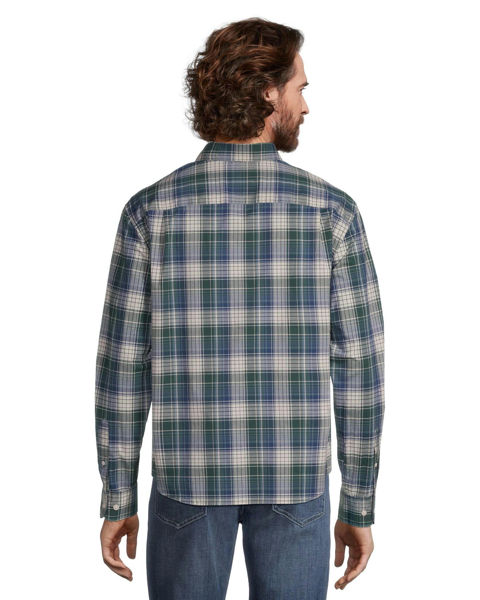 Denver Hayes Men's Long Sleeve Classic Fit Plaid Shirt