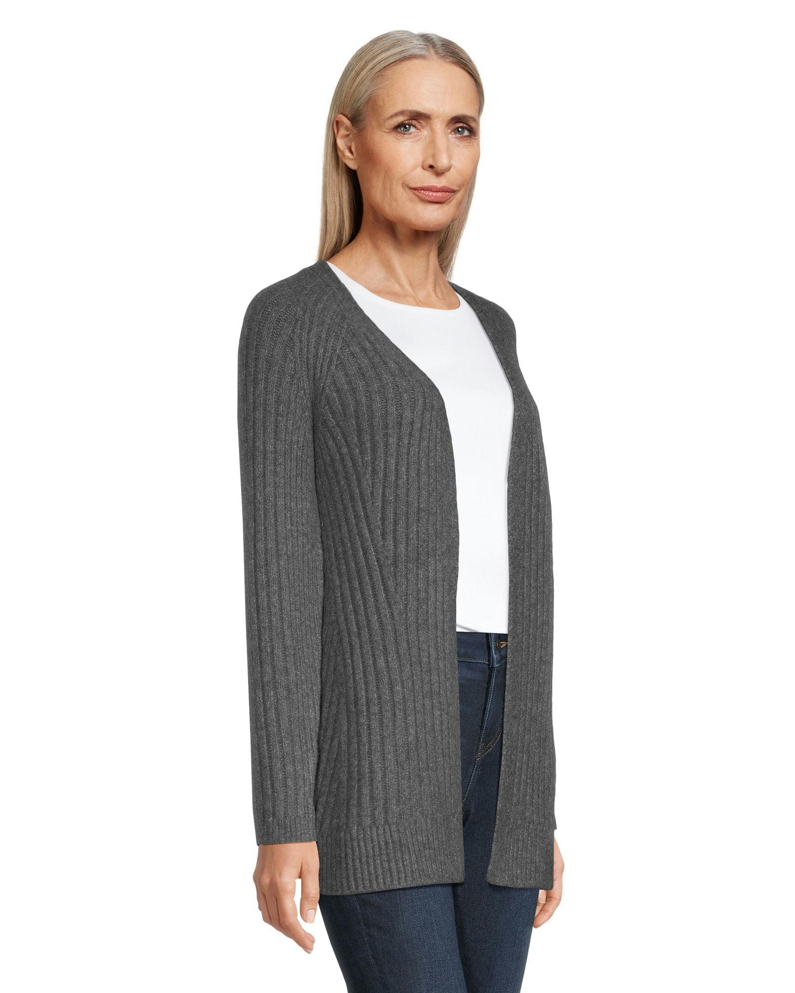 Denver Hayes Women's Luxe Relaxed Fit Ribbed Easy Open Cardigan