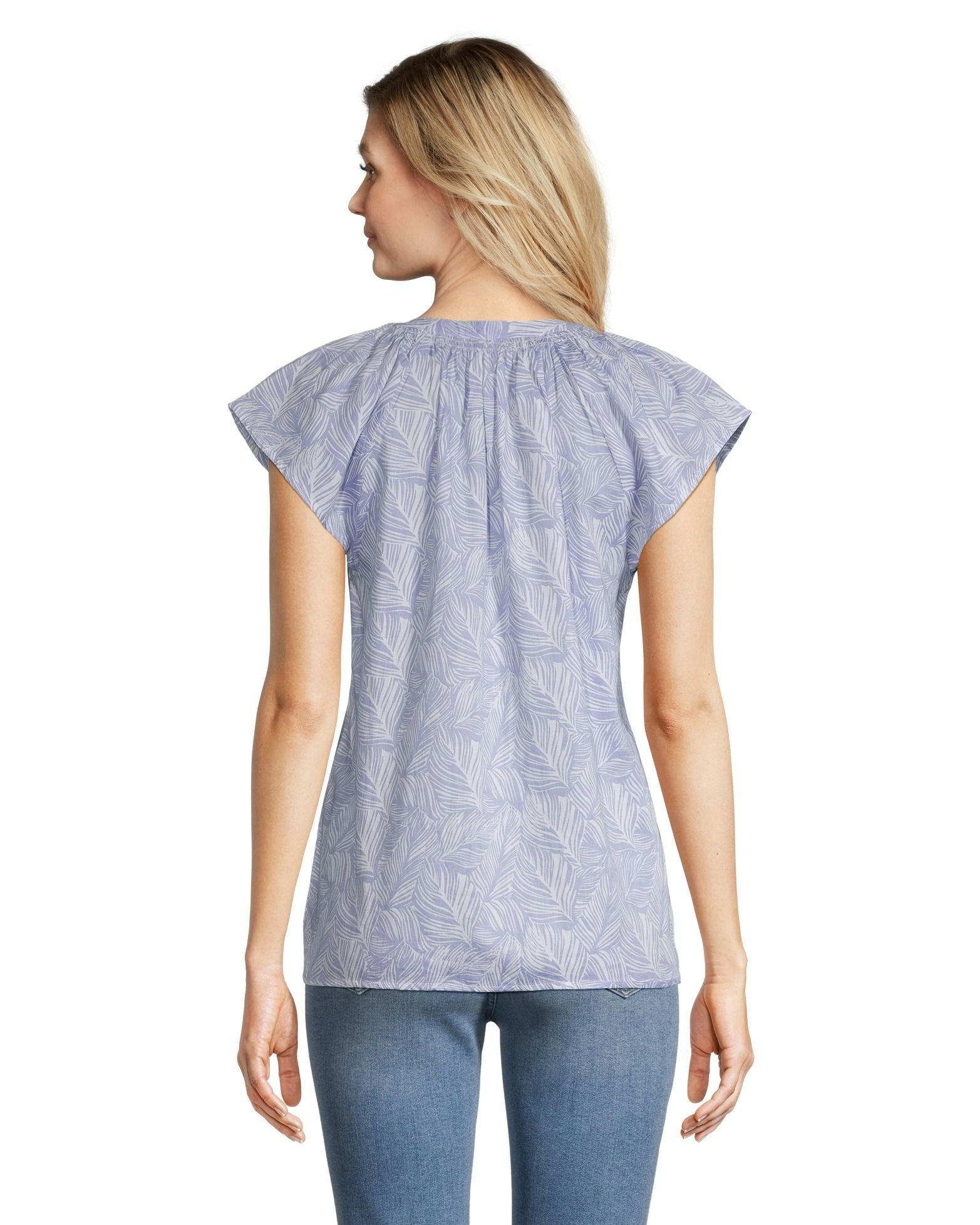 Denver Hayes Women's Button-Up Short Sleeve Semi-Fitted Cotton Blouse