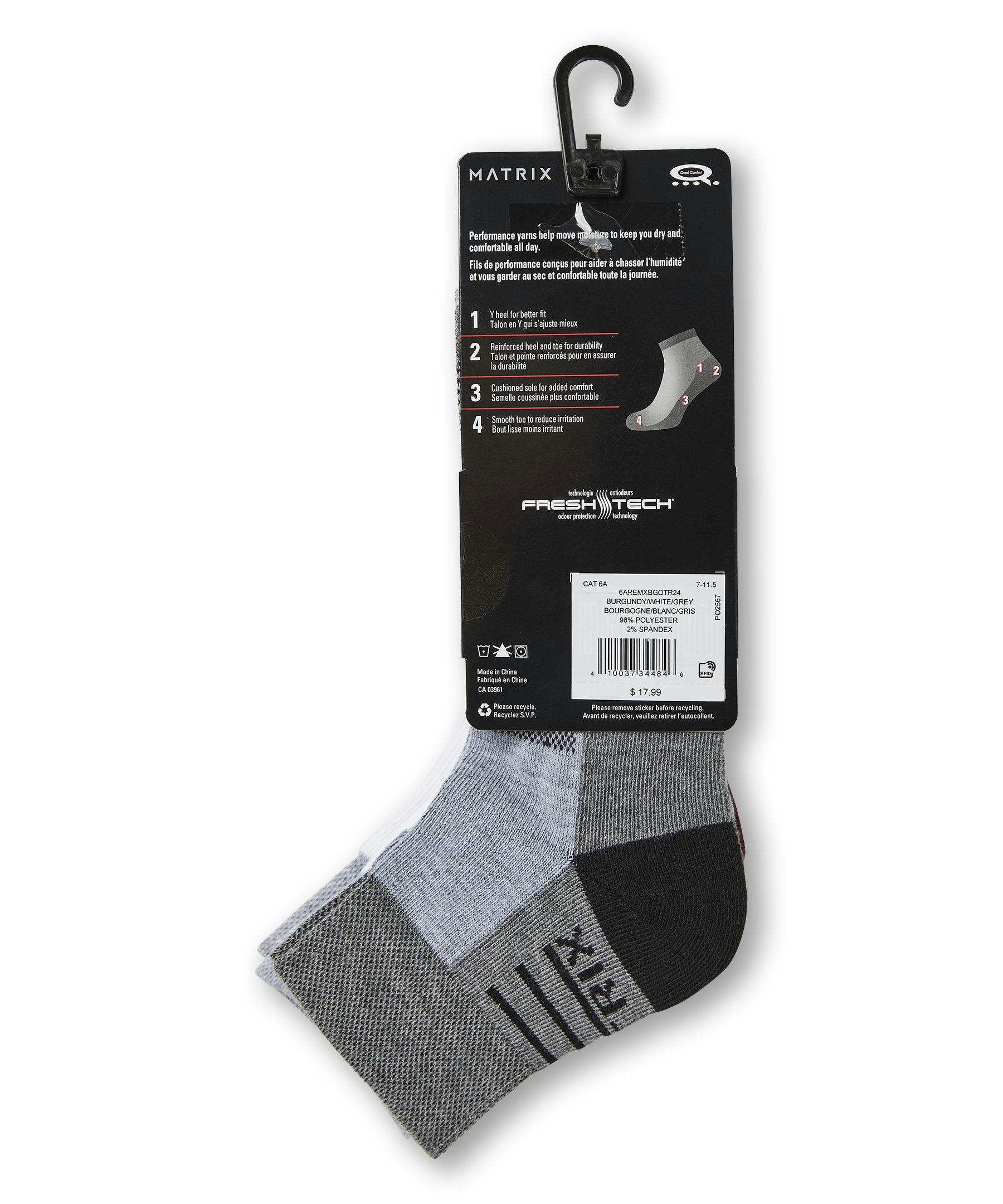 Matrix Men's BOGO Quarter Height Sport Socks, 3 Pack
