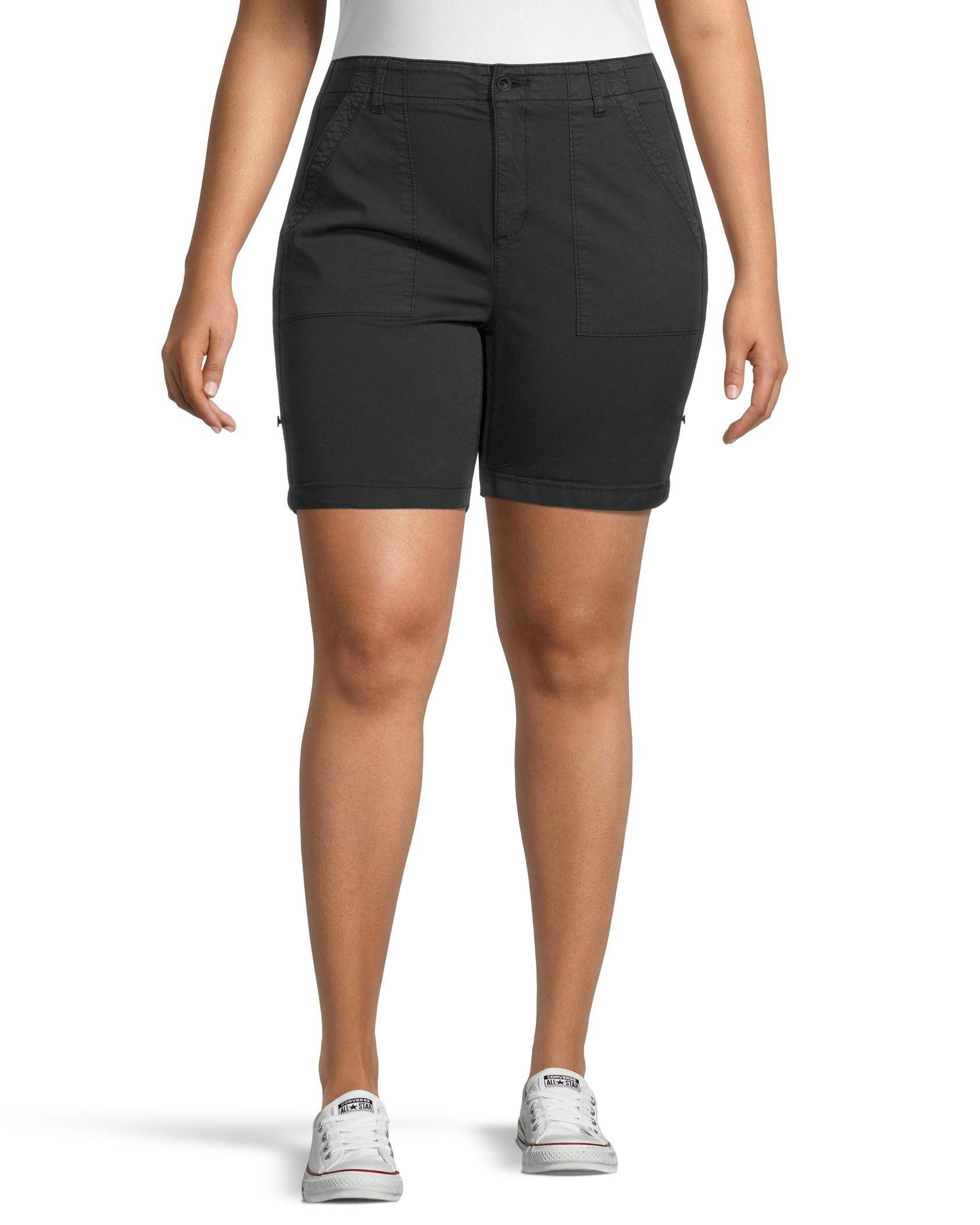 Denver Hayes Women's Garment Wash High Rise Bermuda Shorts
