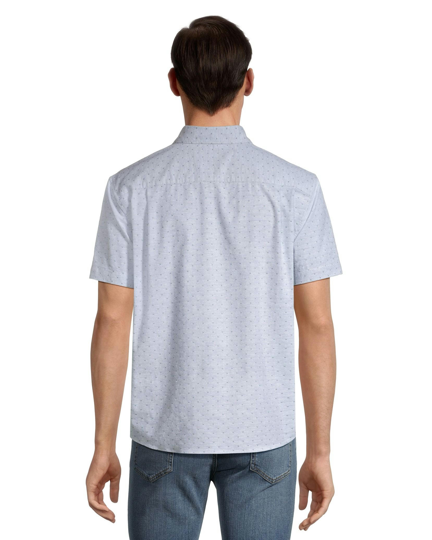 Denver Hayes Men's Stretch Oxford Modern Fit Short Sleeve Button Down Shirt