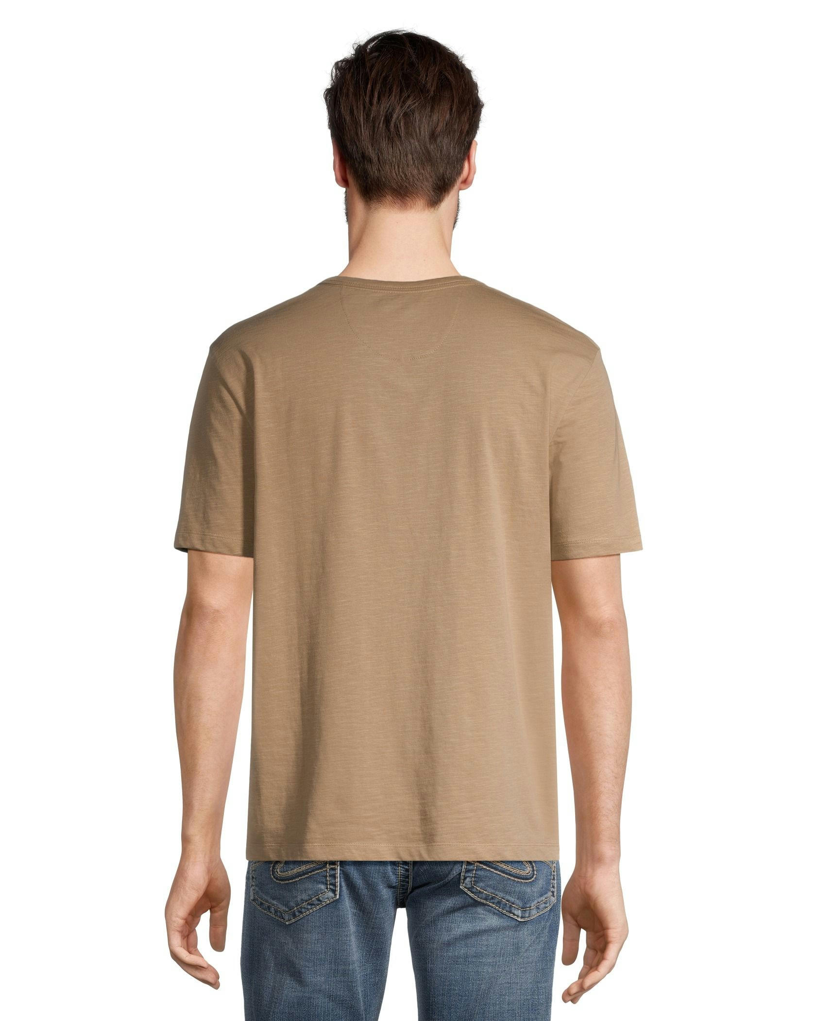 Silver Men's Short Sleeve Solid Slub Henley Shirt