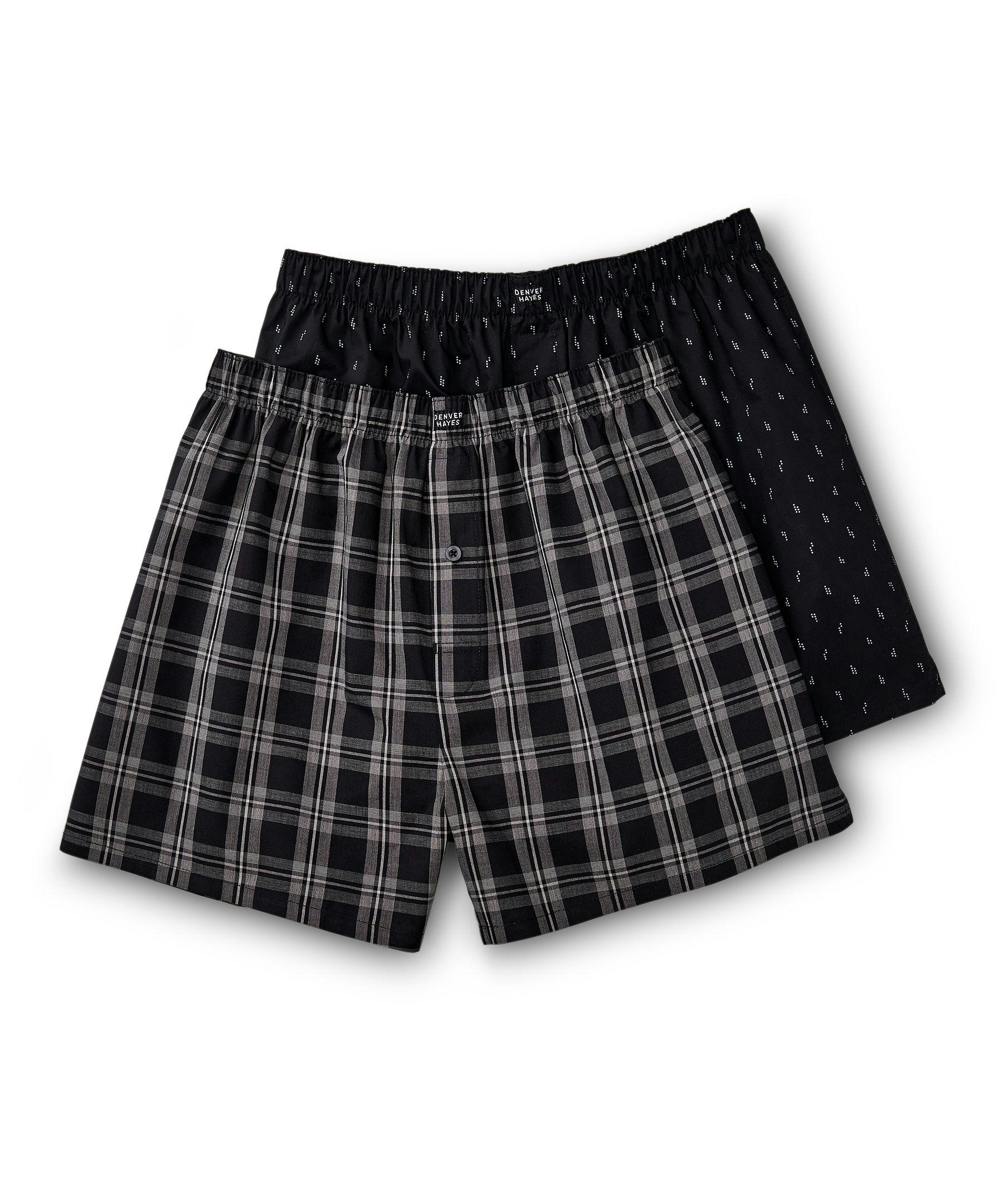 Denver Hayes Men's 2 Pack Woven Boxer