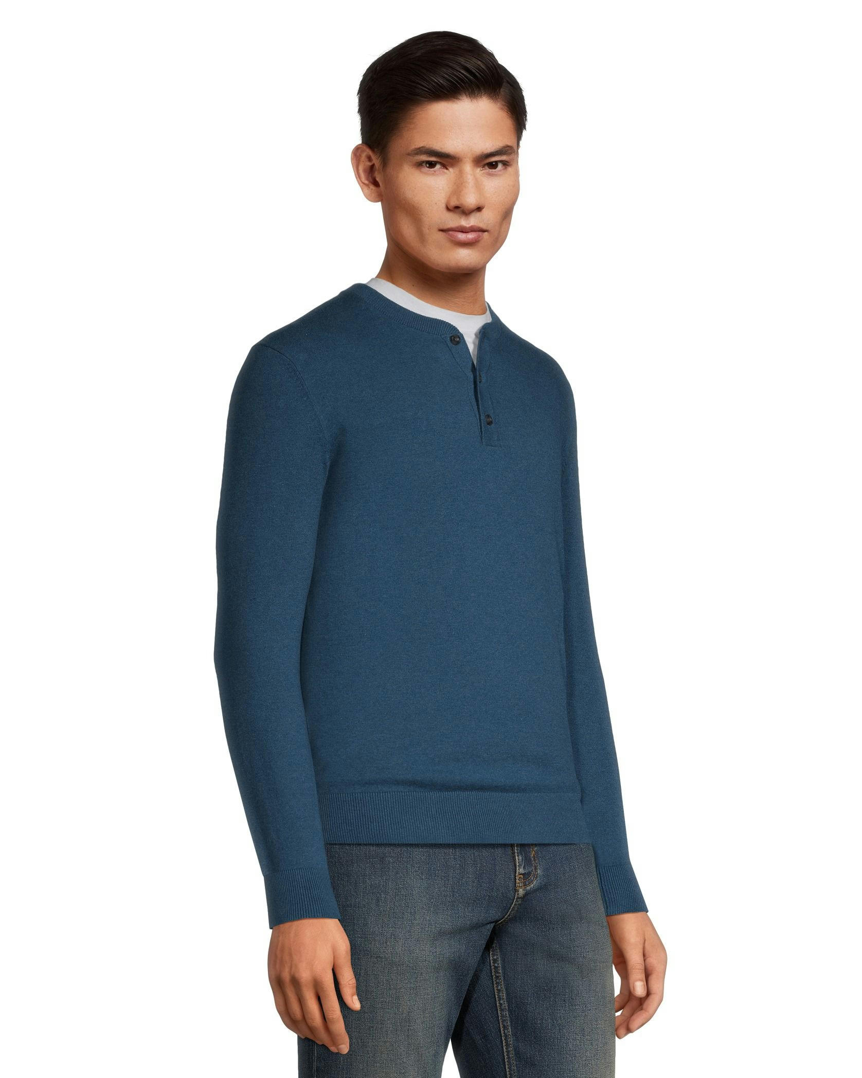 Denver Hayes Men's Cotton Henley Sweater