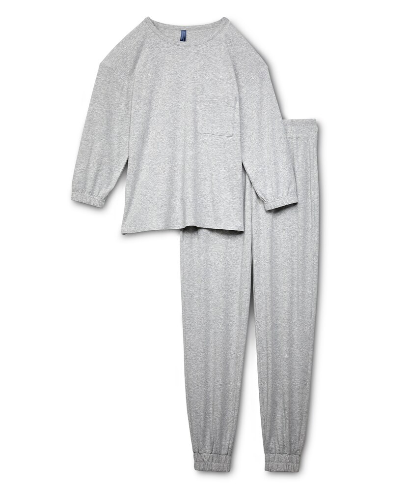 Denver Hayes Women's 2 Piece Jersey Crew Pajama Top and Pants Set