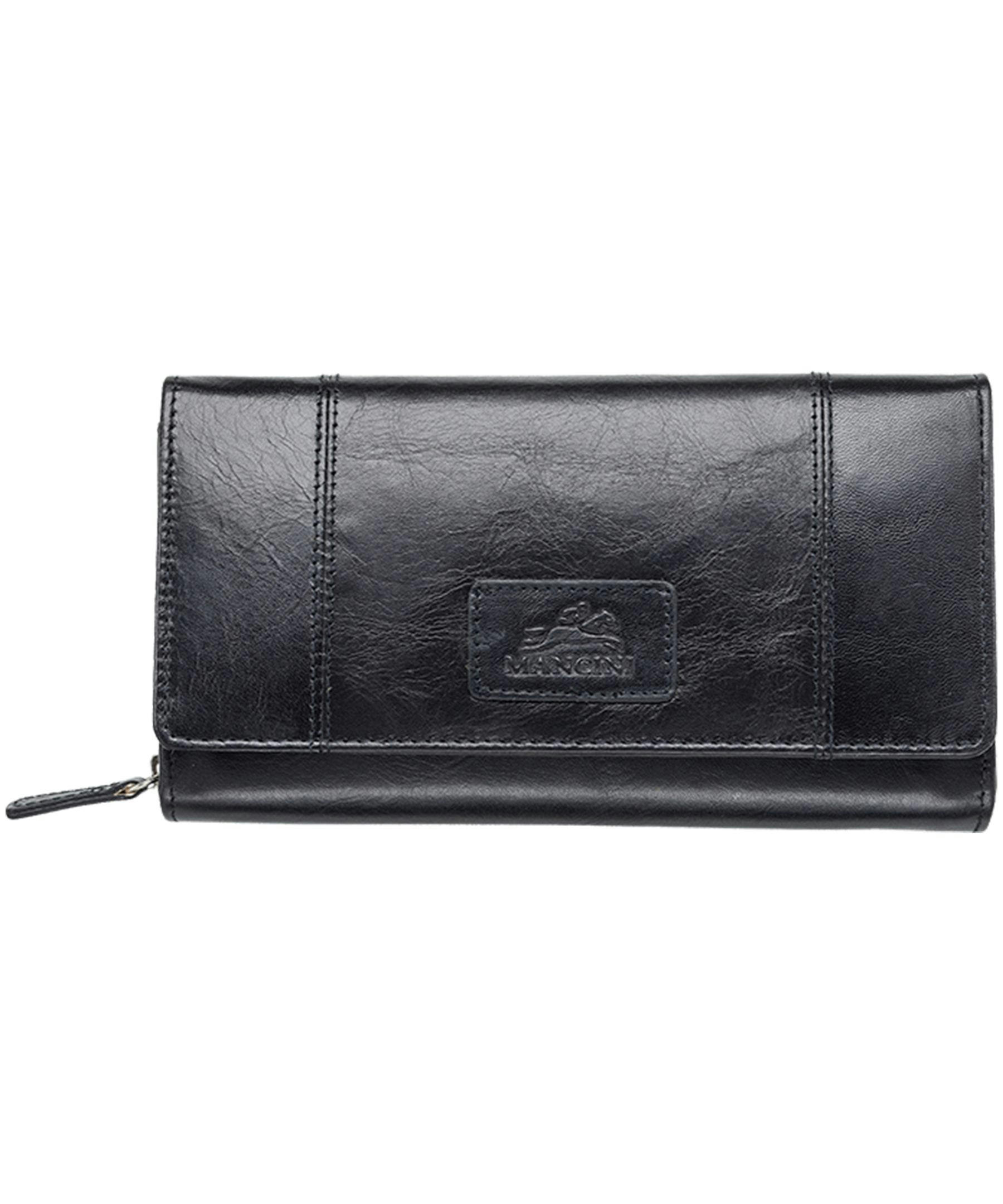 Mancini Leather Goods Women's Casablanca RFID Secure Medium Clutch Wallet Black