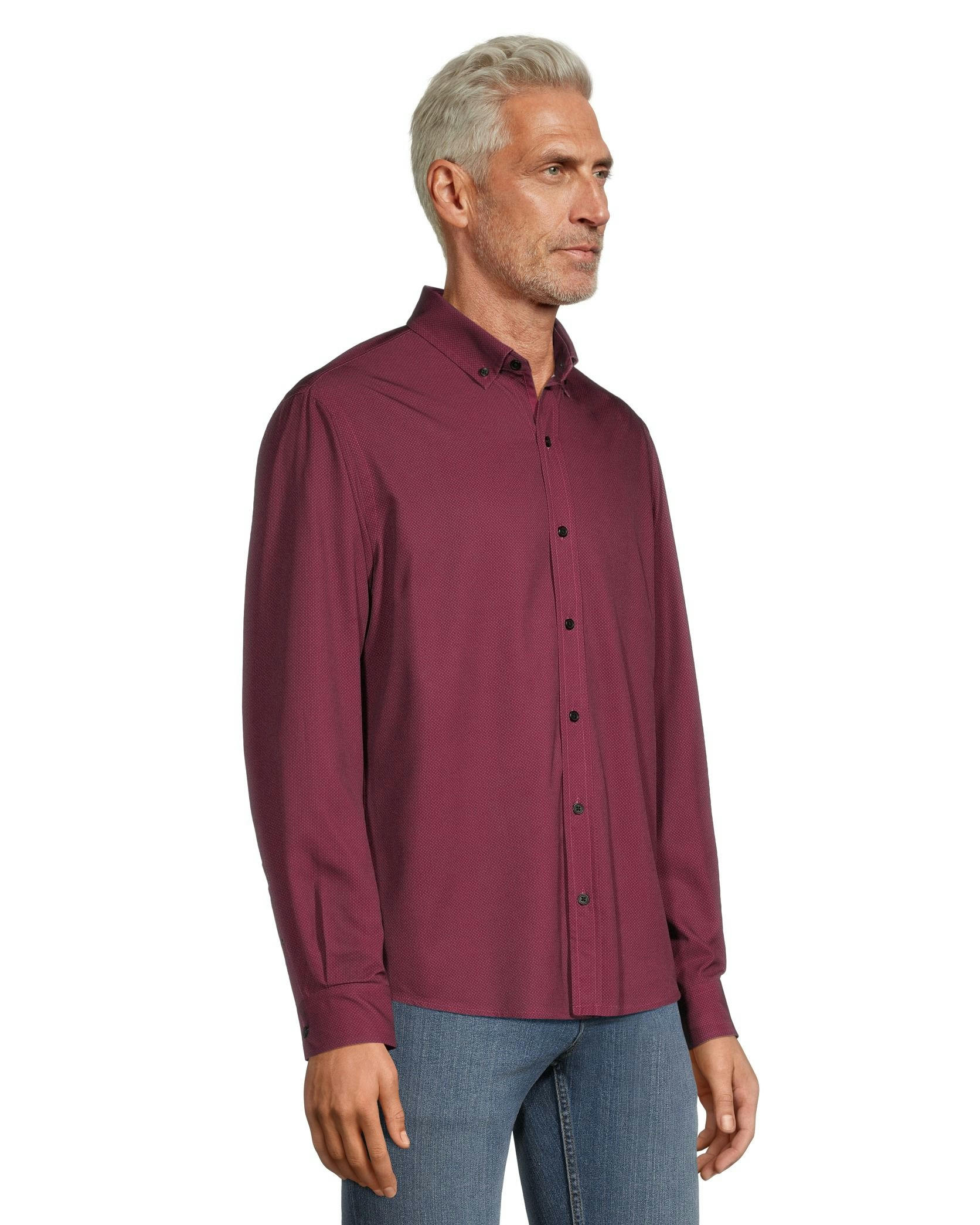 Denver Hayes Men's Hybrid 4-Way Stretch Long Sleeve Button Down Shirt