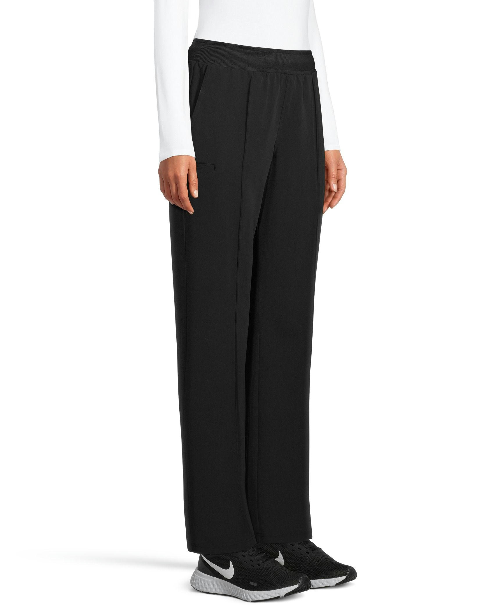 Women's Comfort Waist Wide Leg Scrub Pants - Black