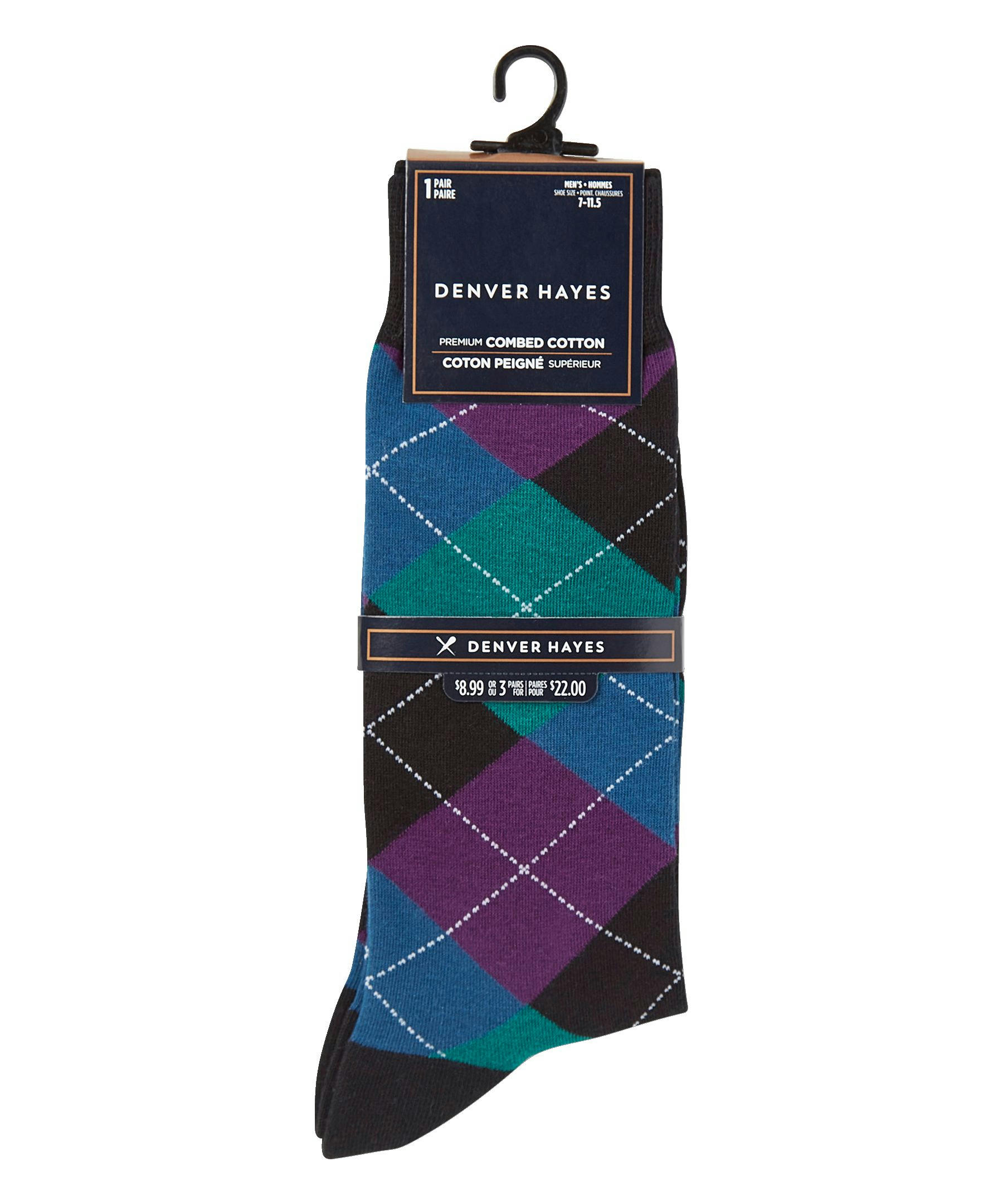 Denver Hayes Men's Novelty Geometric/Striped Crew Casual Sock