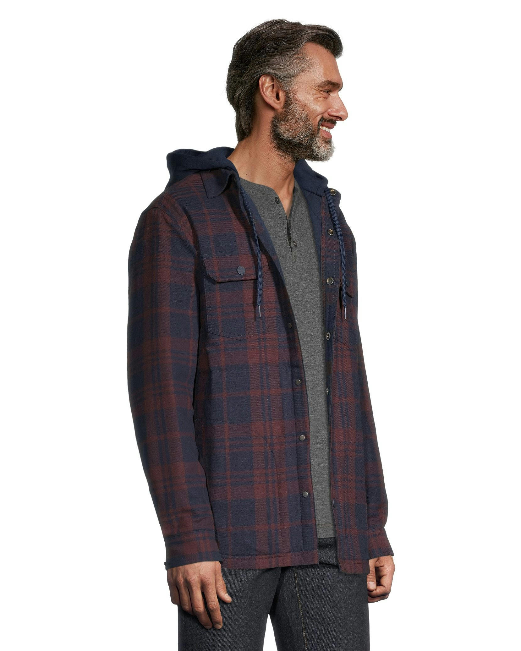 WindRiver Men's Lined T-Max Insulated Flannel Hooded Cotton Shacket