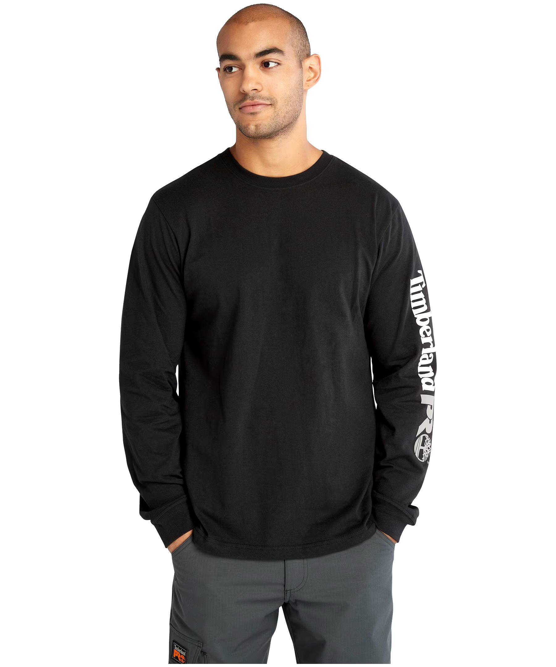 Timberland Pro Men's Core Logo Long Sleeve Crewneck Cotton Work T Shirt