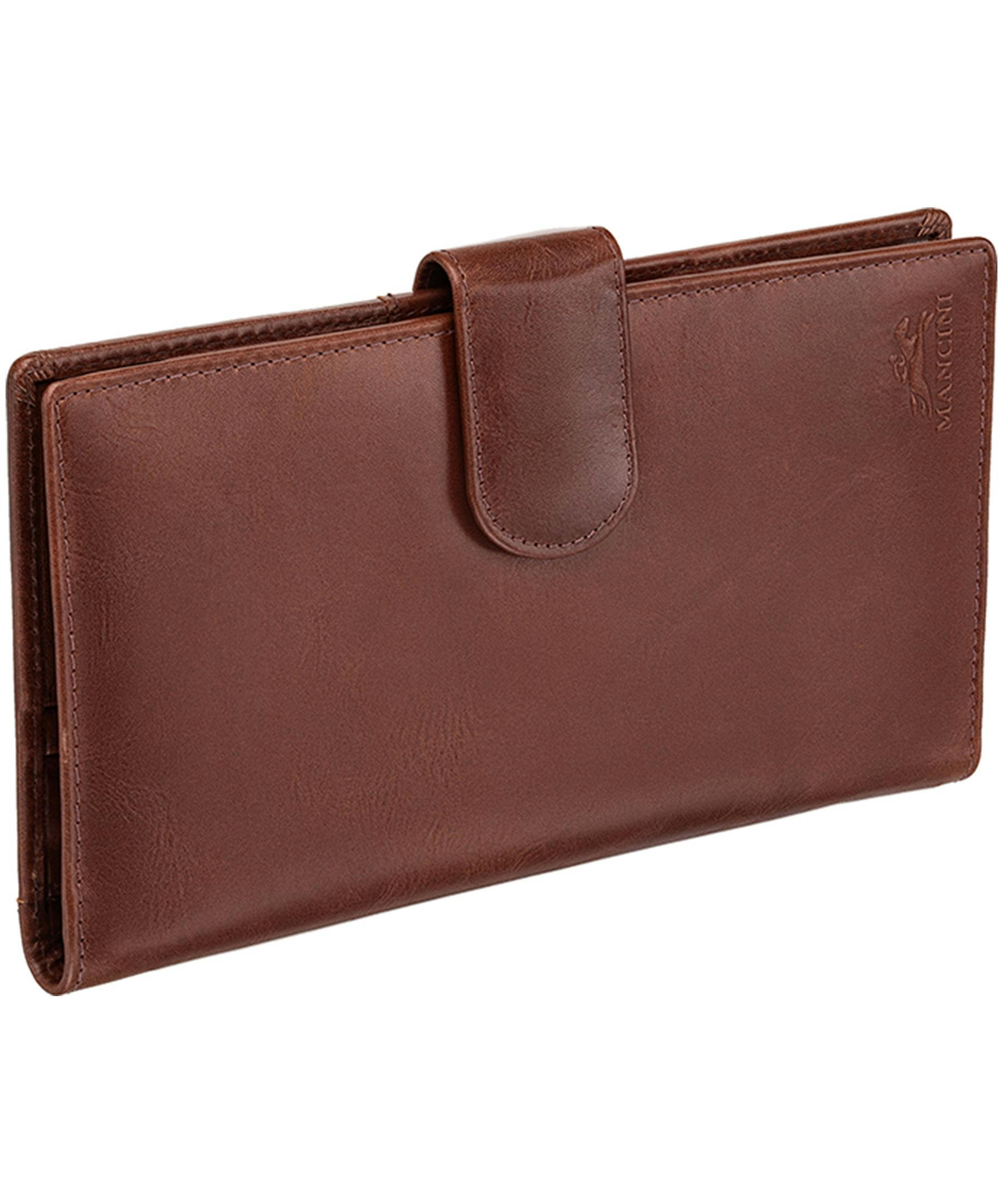 Mancini Leather Goods Unisex Casablanca RFID Secure Passport and Travel Organizer Brown